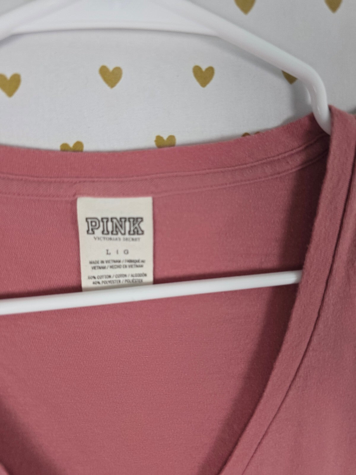 Victorias Secret PINK V neck sequined Tee shirt Silver Large