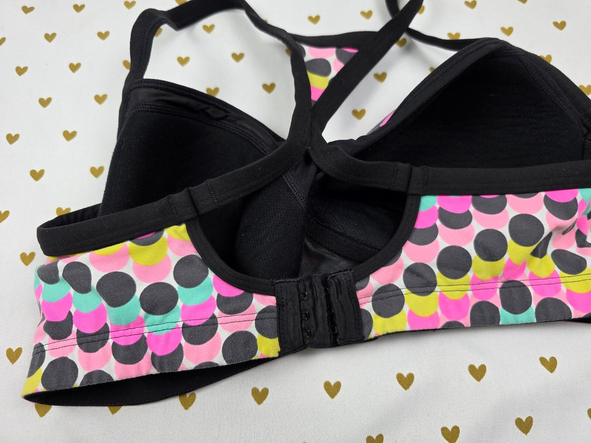 Victorias Secret VSX Polka Dot Colorful Sports Bra Exercise Support 36D