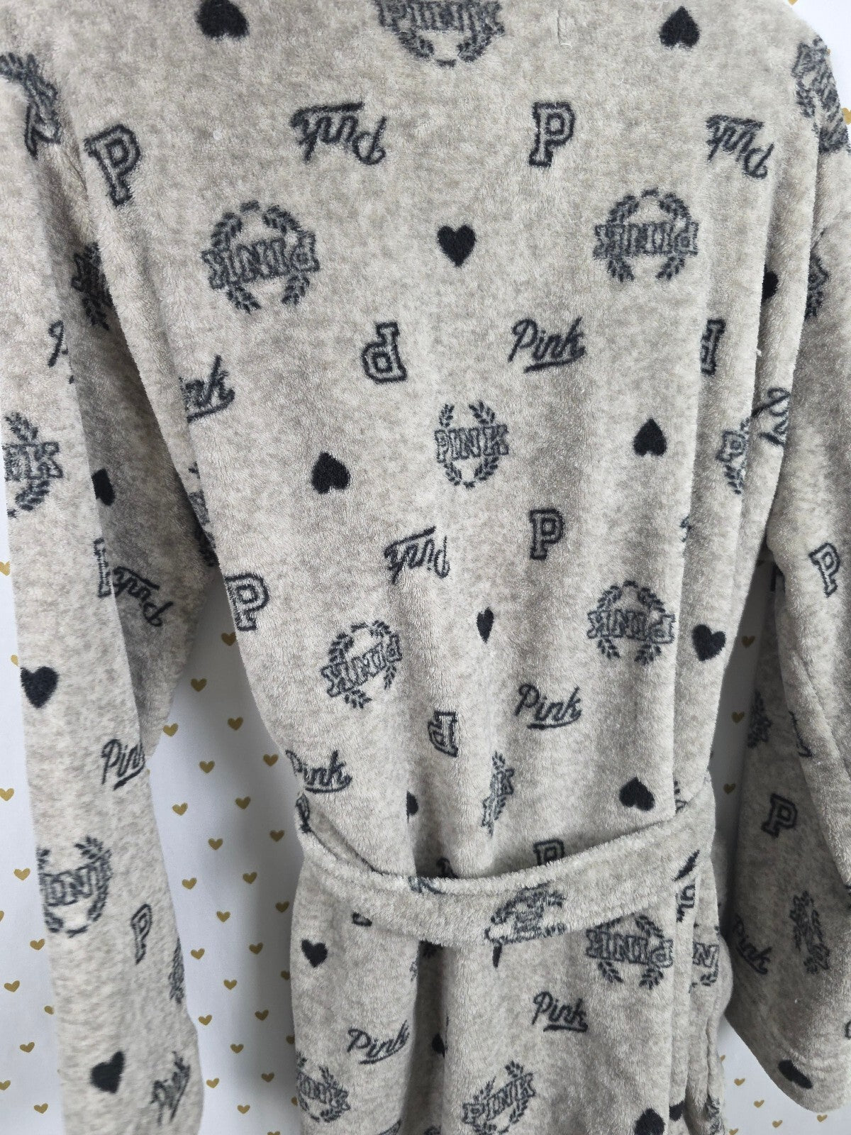 Victorias Secret Thick warm Fluffy Logo Grey MEDIUM LARGE Robe