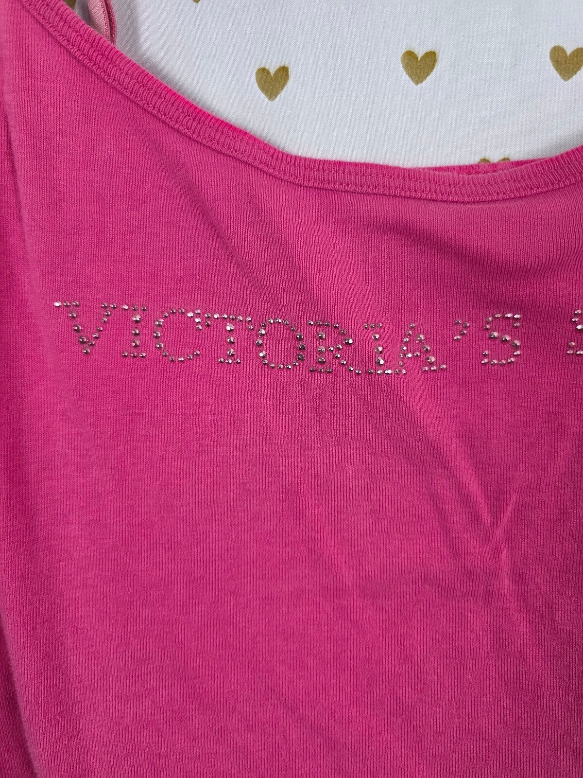 Victorias Secret Vintage Pink Studded Logo Tank Top Cotton Medium