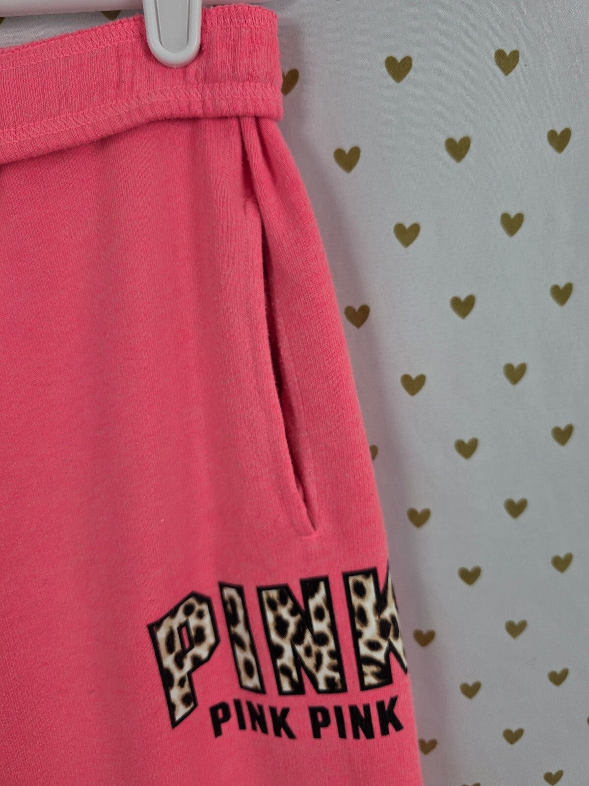 Victorias Secret PINK Vintage neon Logo cheetah Leopard Long Sweats Small