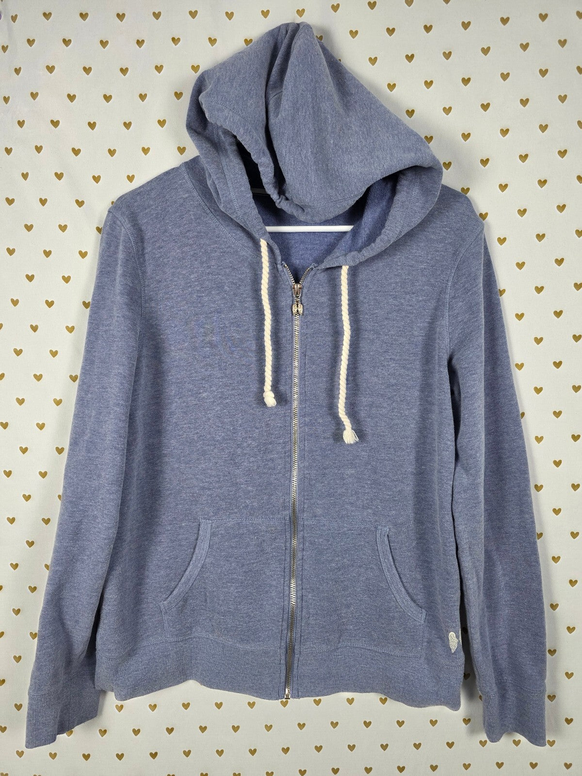 Victorias Secret ANGELS Blue BLING Sequined Wings Full zip hoodie jacket MEDIUM