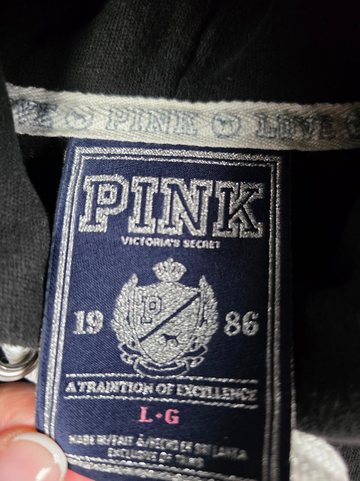 Victorias Secret Pink Bling Heart Logo Full Zip Vintage Y2k Hoodie Jacket Large