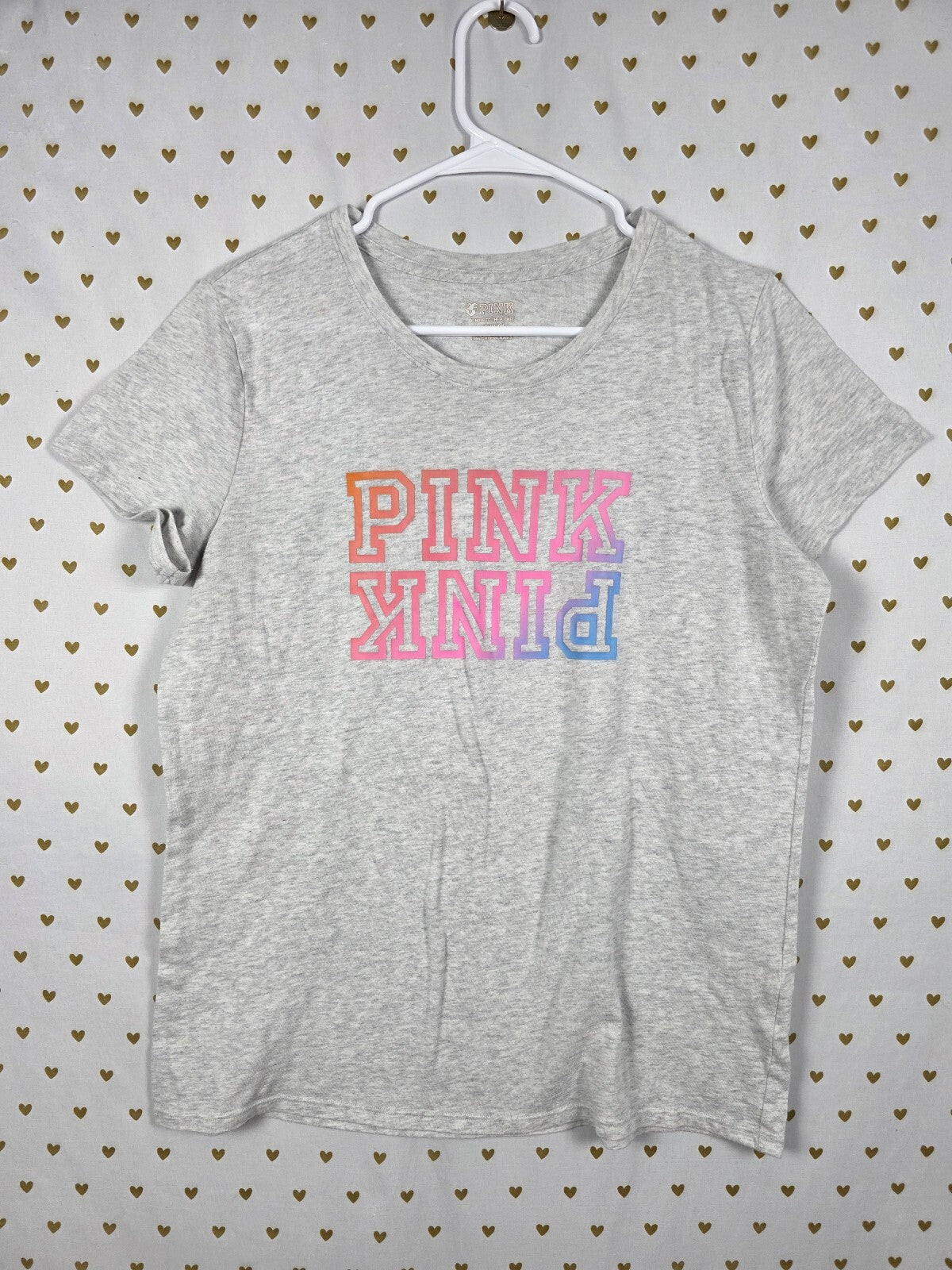 Victorias Secret PINK Logo gradient tee shirt LARGE