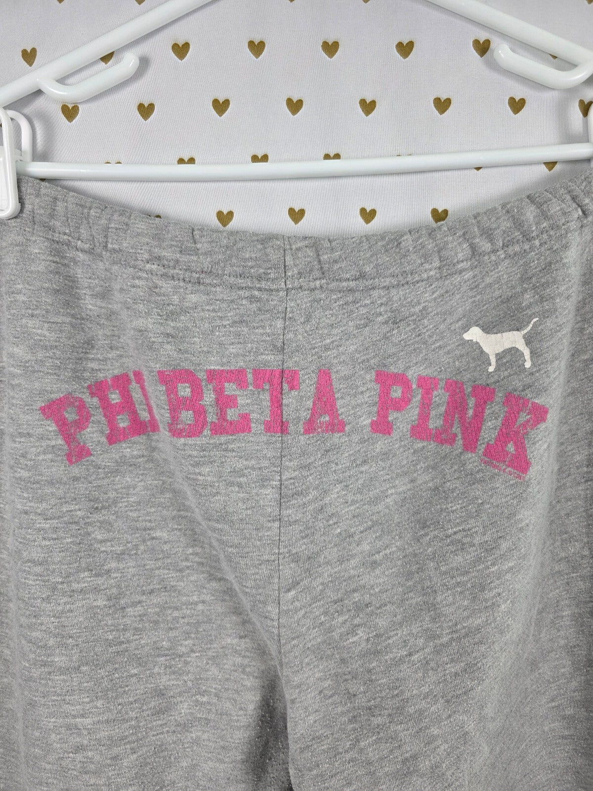 Victorias Secret PINK PHI BETA PINK Sweats Capri Sweatpants Grey Large Vintage