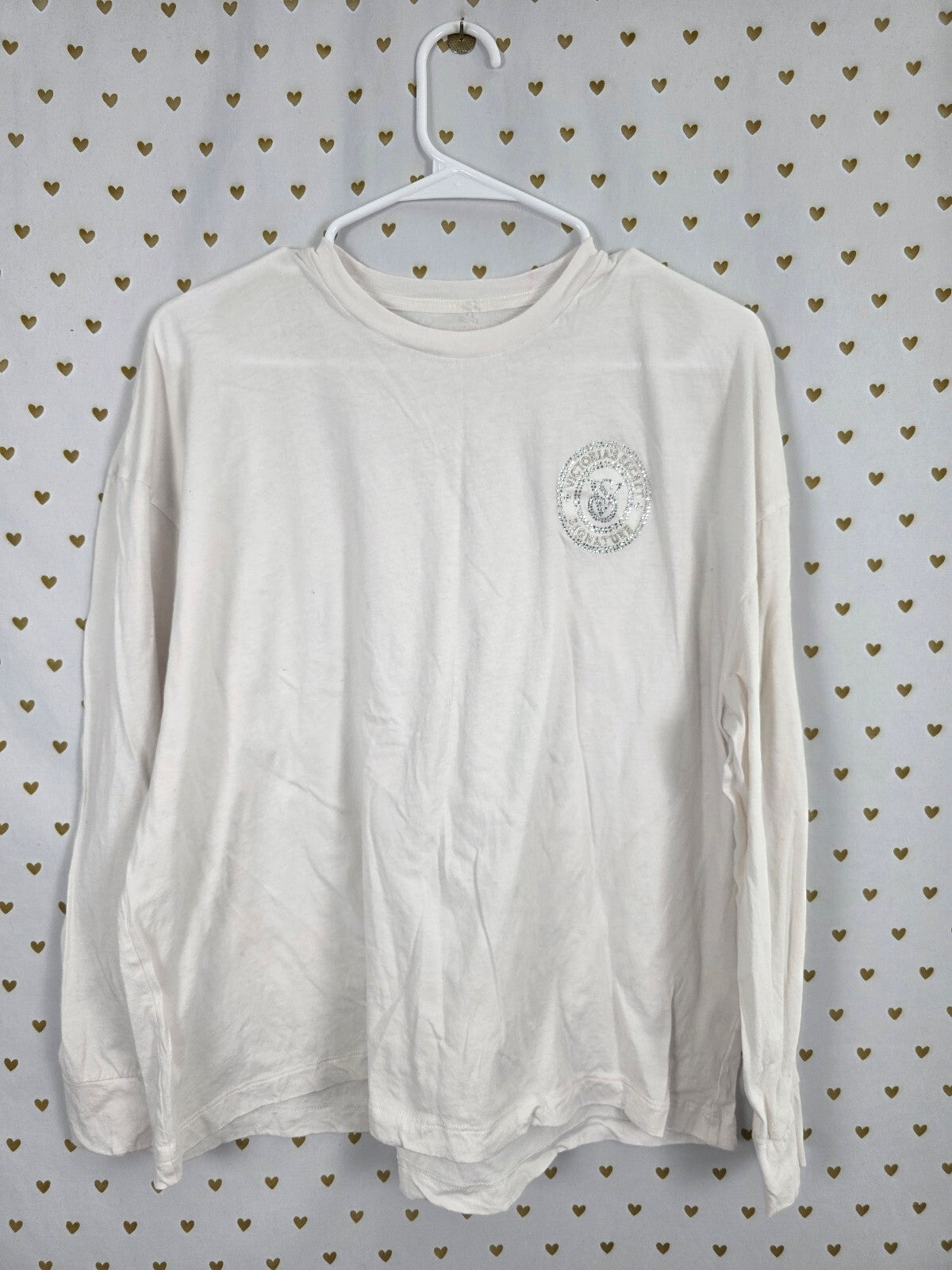 Victorias Secret White Signature Bling Long Sleeve Tee shirt  Medium