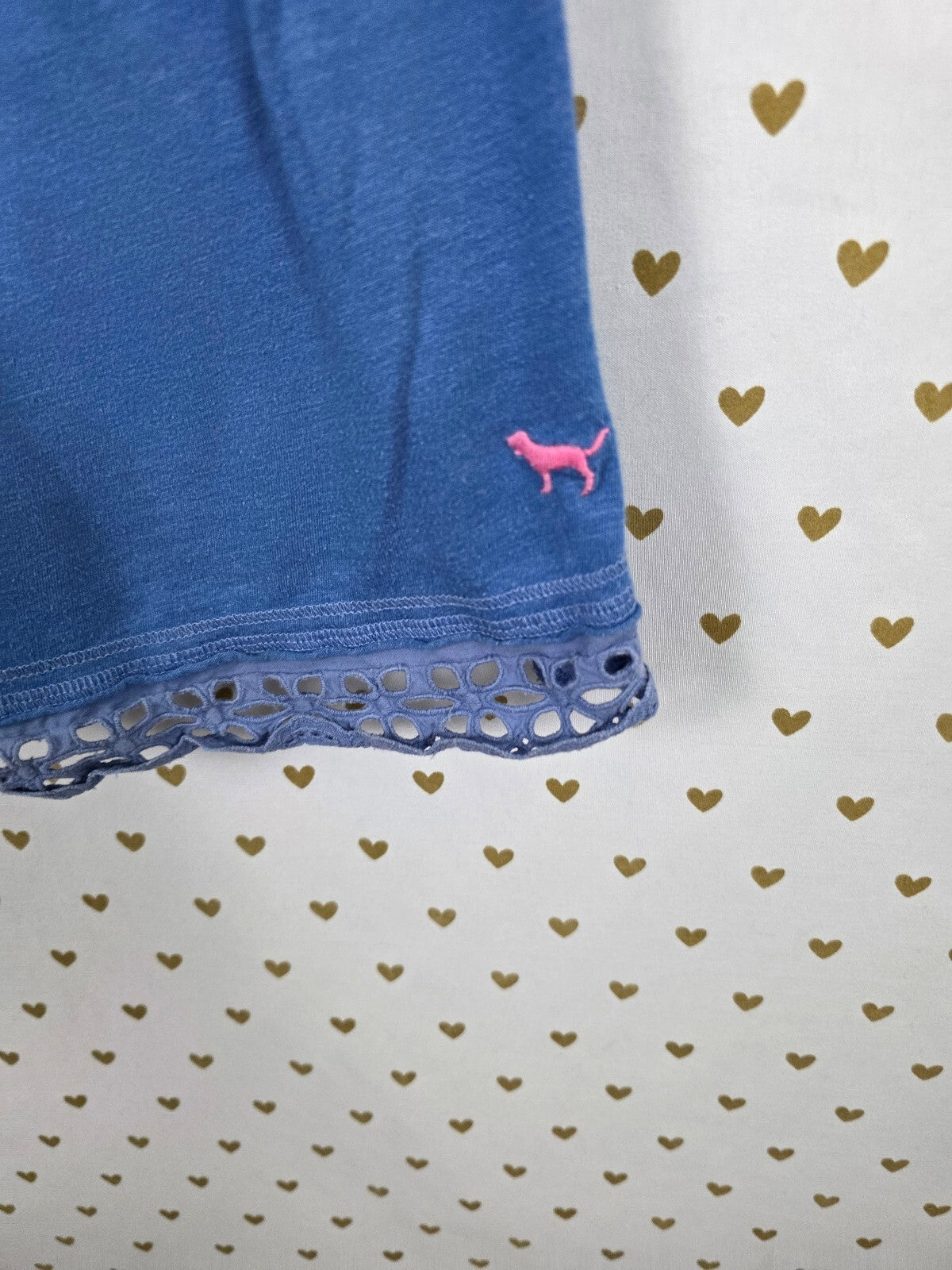 Vintage Victoria's Secret PINK Blue Smocked Babydoll Tank Top Eyelet Trim M