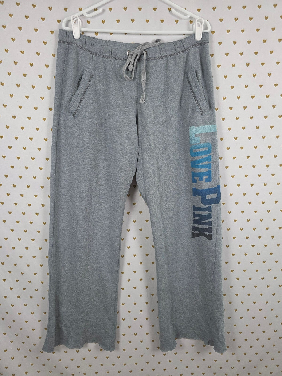 Victorias Secret PINK Diaper Butt Boyfriend Logo Sweats Flare Grey Small