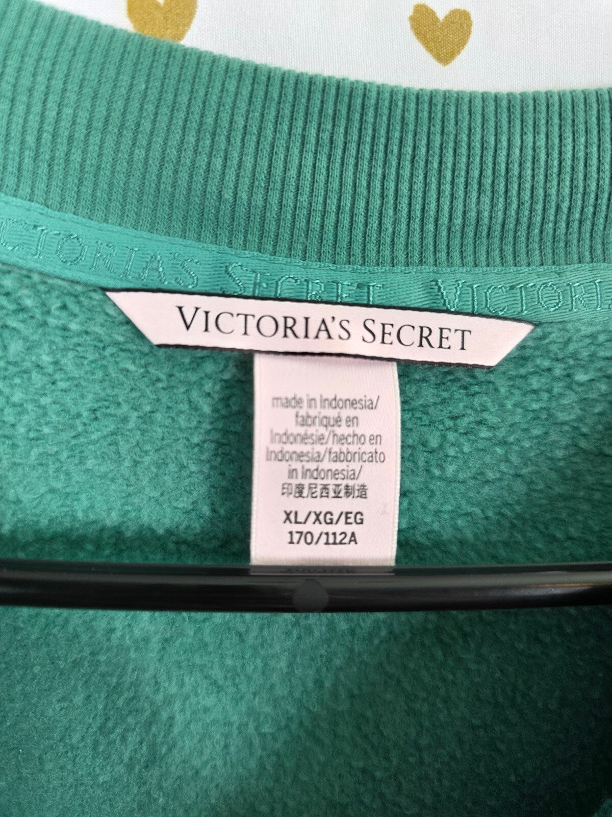 Victorias Secret Sports Club Embroidered green sweater shirt crew XL
