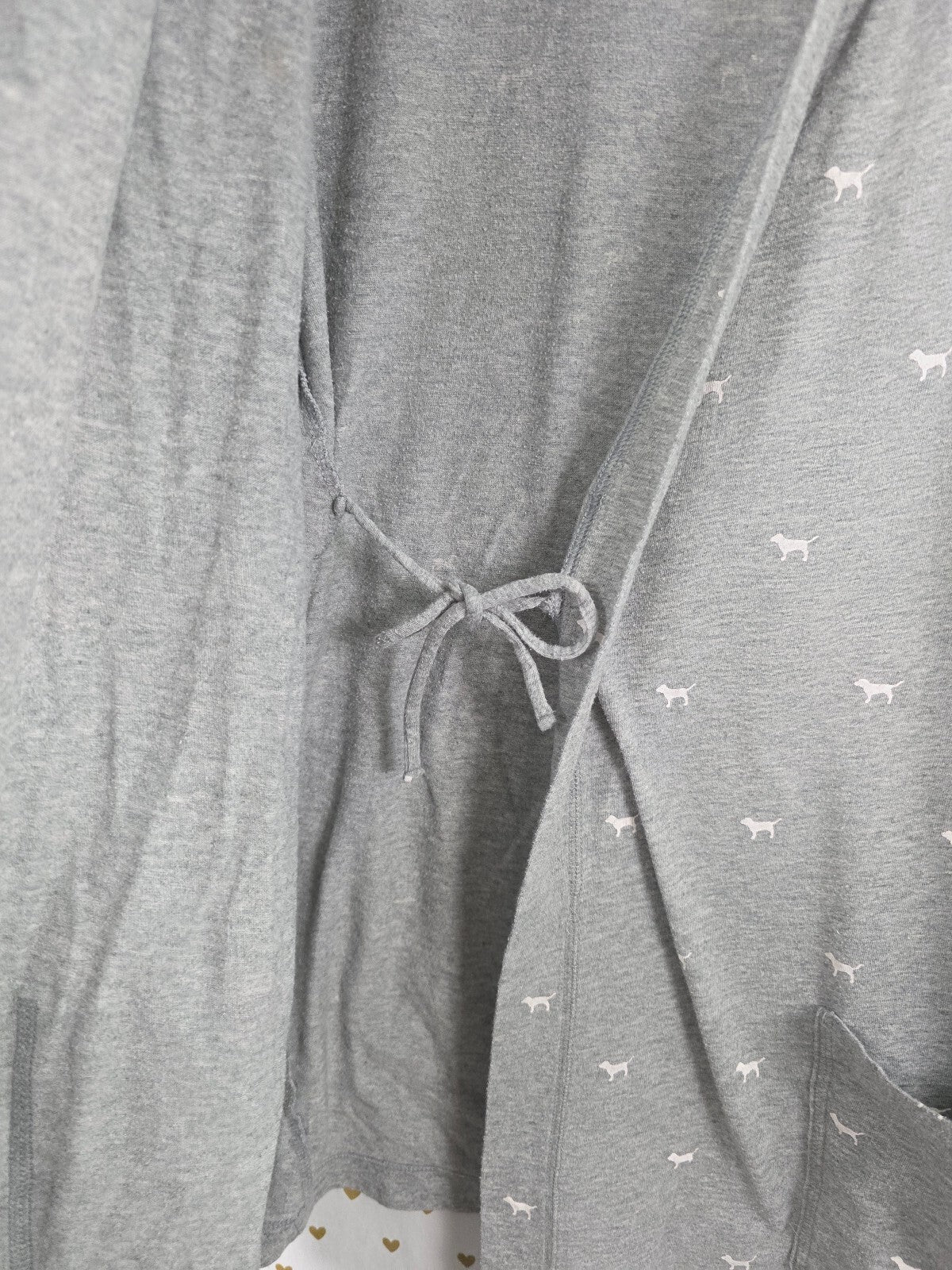 ictoria's Secret PINK XS Gray Dog Print Sleep Robe LOVE PINK Y2K