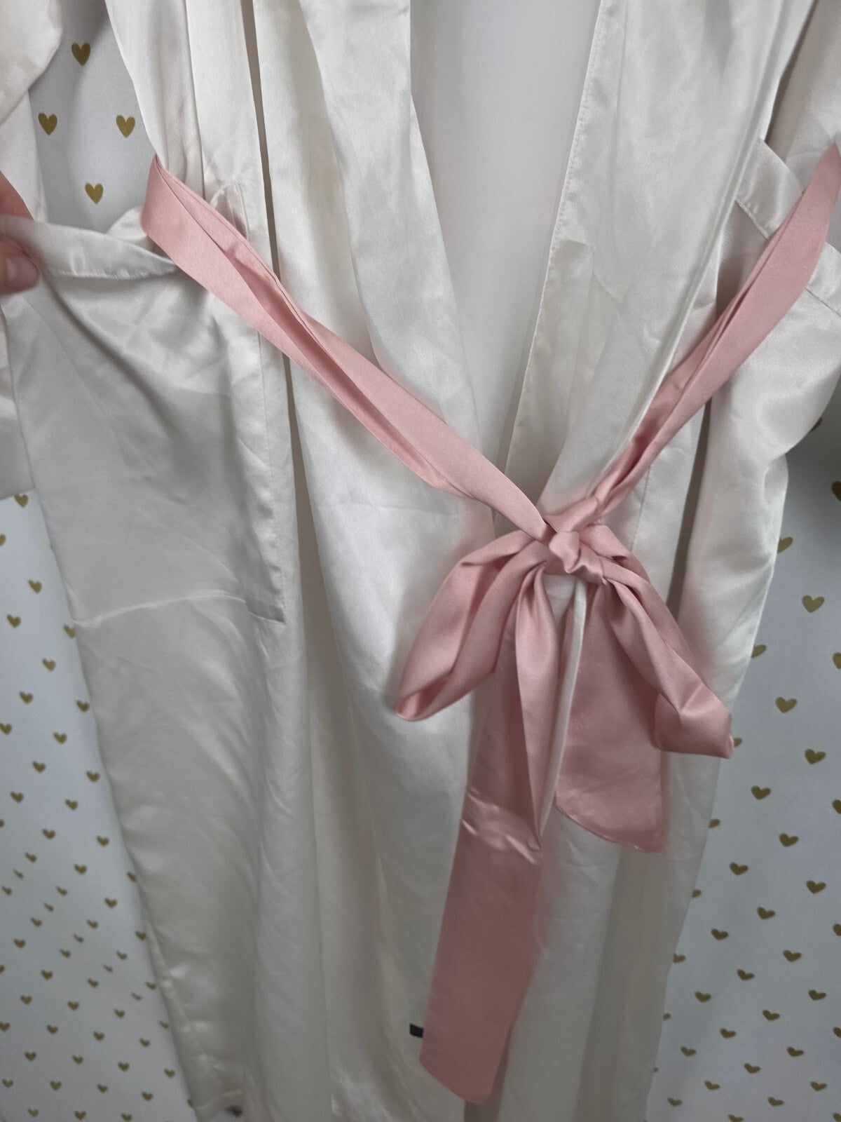 Victorias Secret Satin Silky Robe Vintage LONG Heart Label MED LARGE HTF