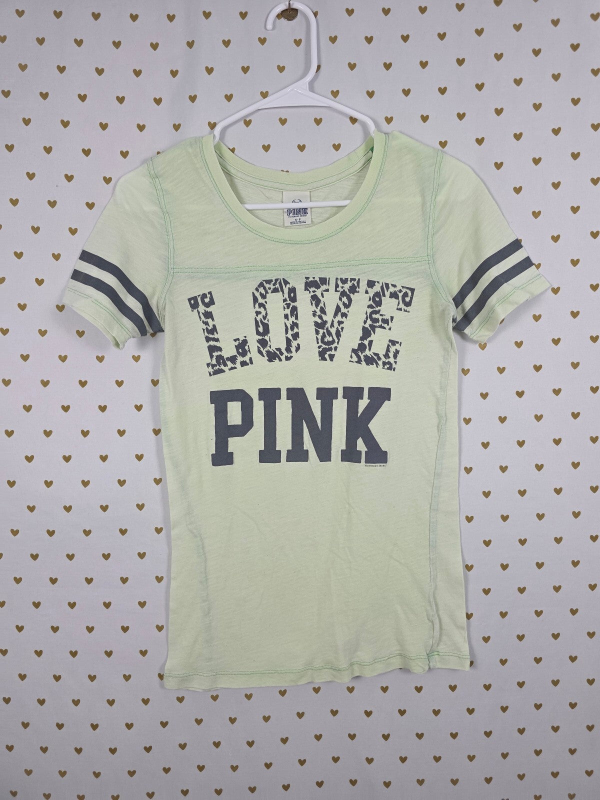 Victorias Secret PINK Vintage Cheetah Leopard Love V neck tee shirt Y2k Small