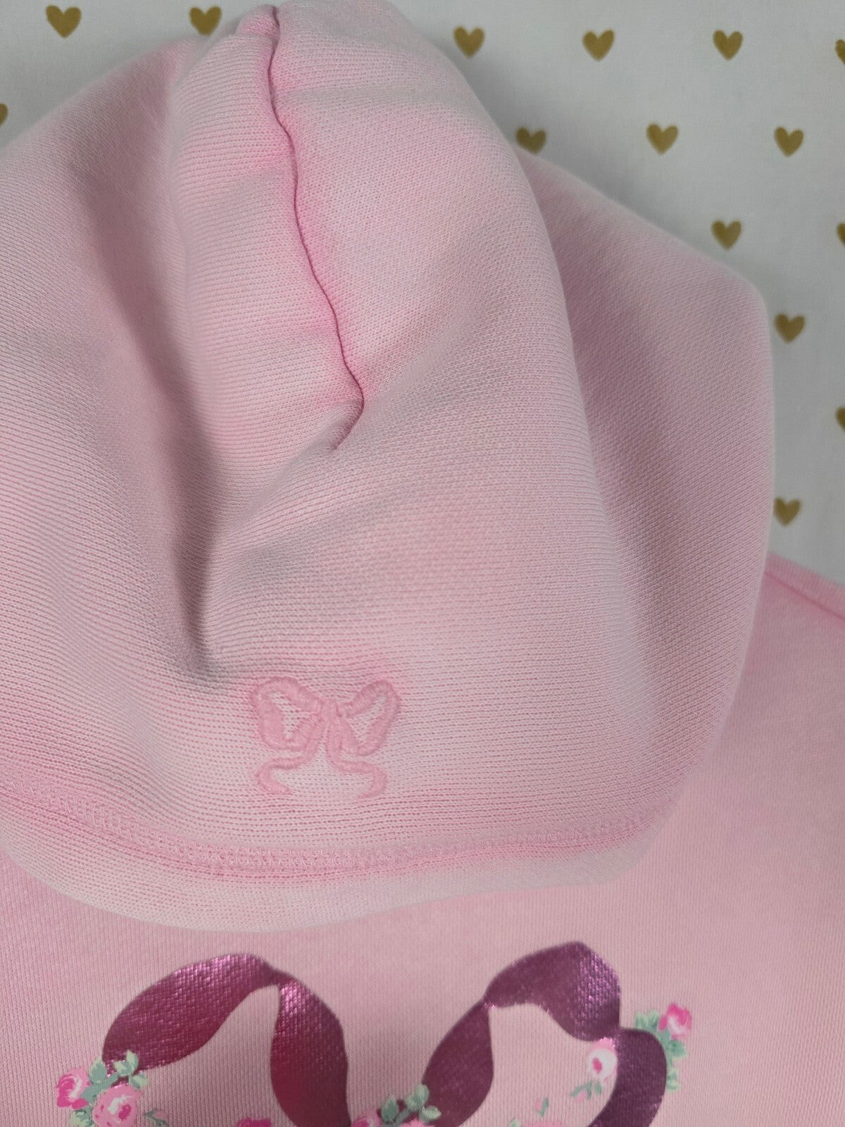 Victoria's Secret PINK LoveShackFancy Pink Floral Bow Foil Hoodie Medium