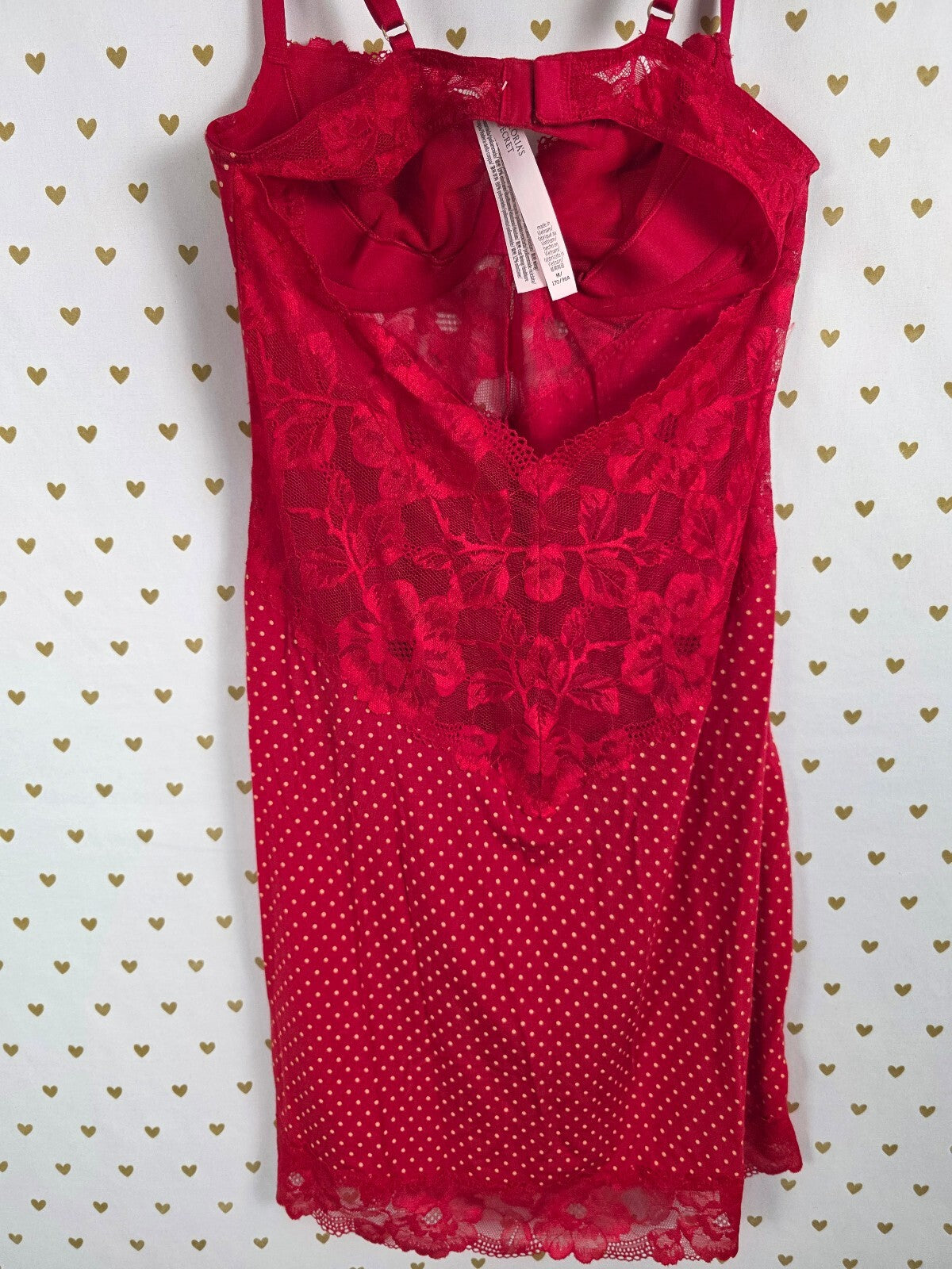 Victorias Secret Red Polka Dot Underwire Nightie Lingerie Medium Super Soft Slip