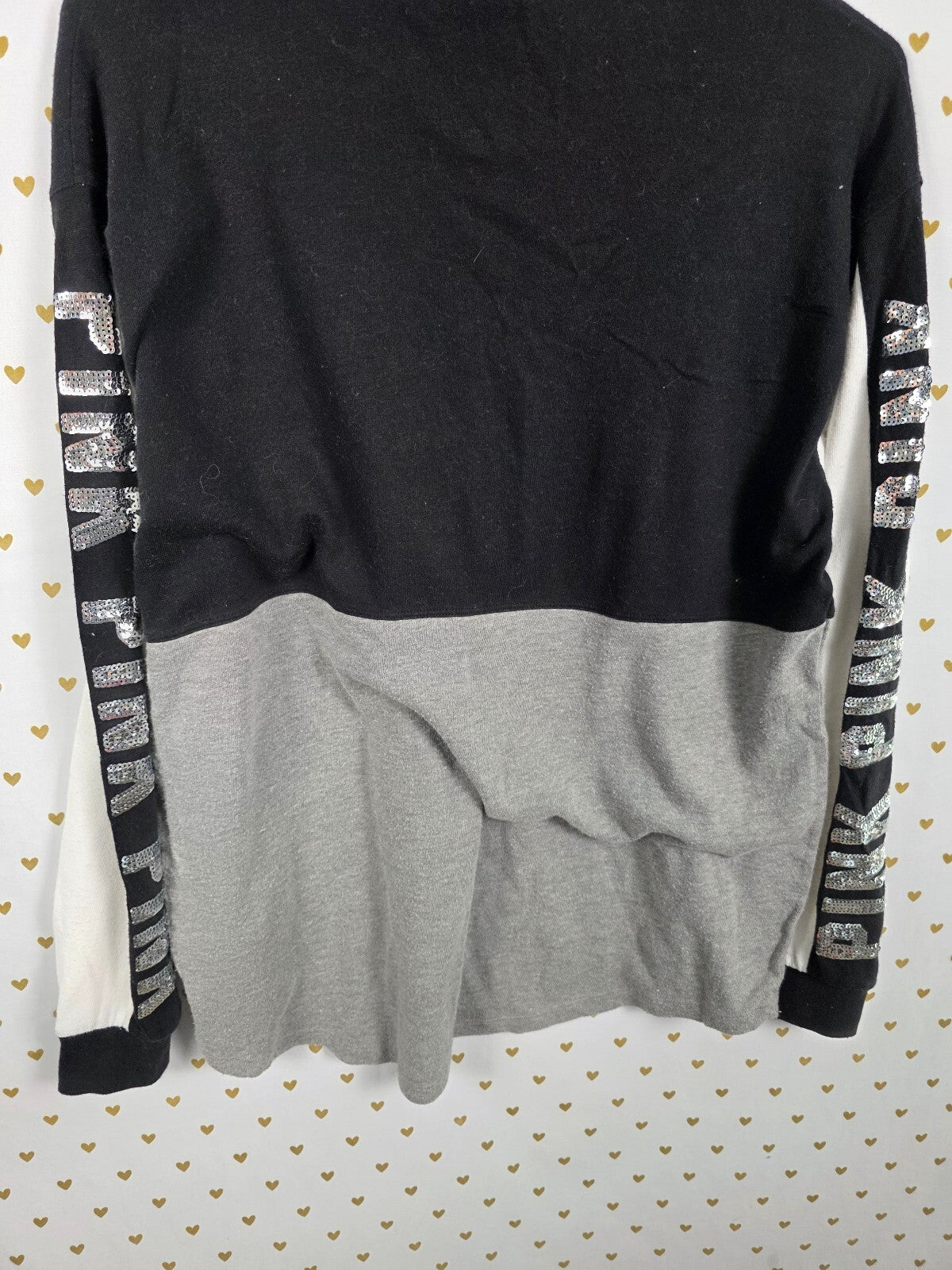 Victorias Secret PINK BLING Colorblock Sequined Sweater Shirt SMALL