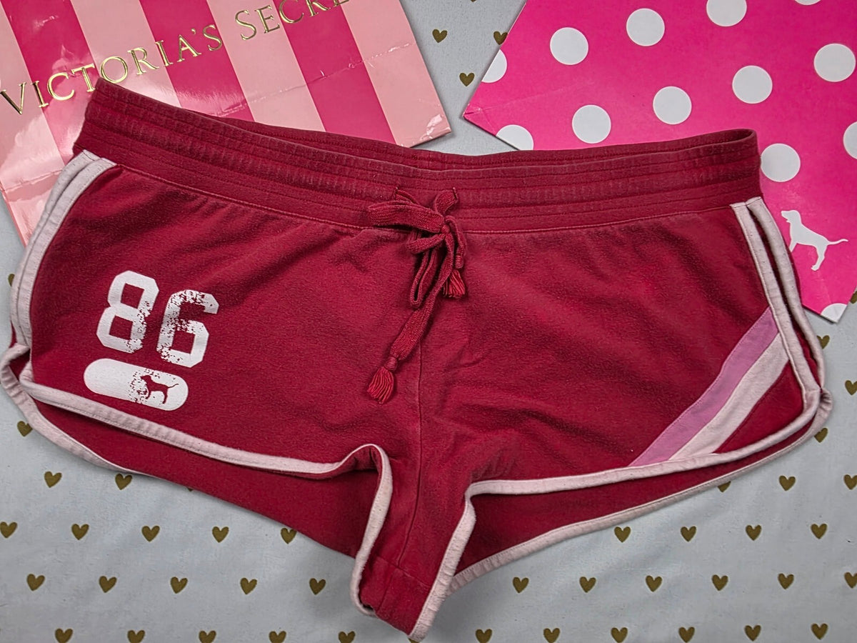 Vintage Y2K Victoria's Secret PINK 86 Dog Micro Mini Shorts M Red