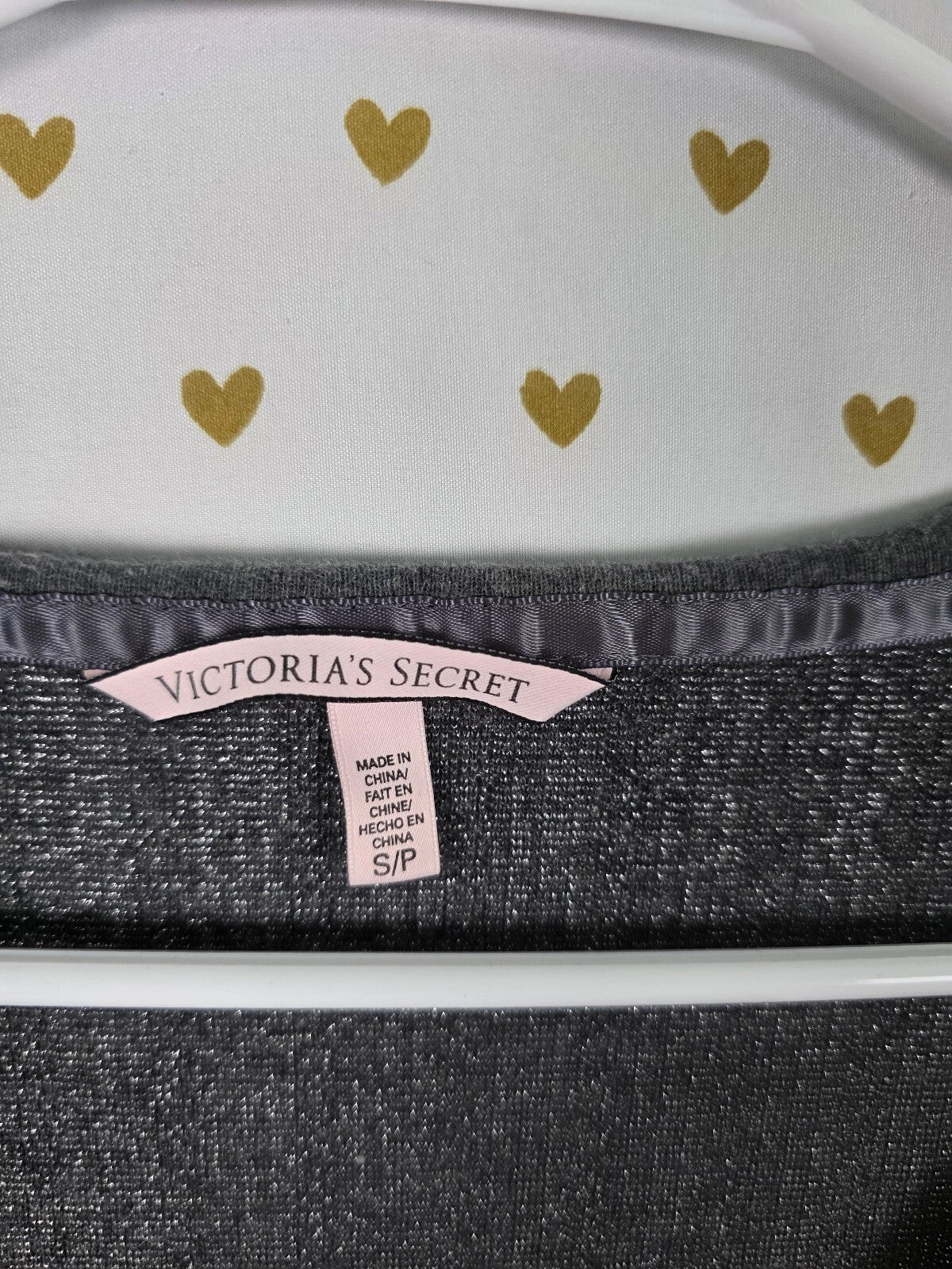 Victorias Secret Grey Shimmer HENLEY Long sleeve Small Shirt
