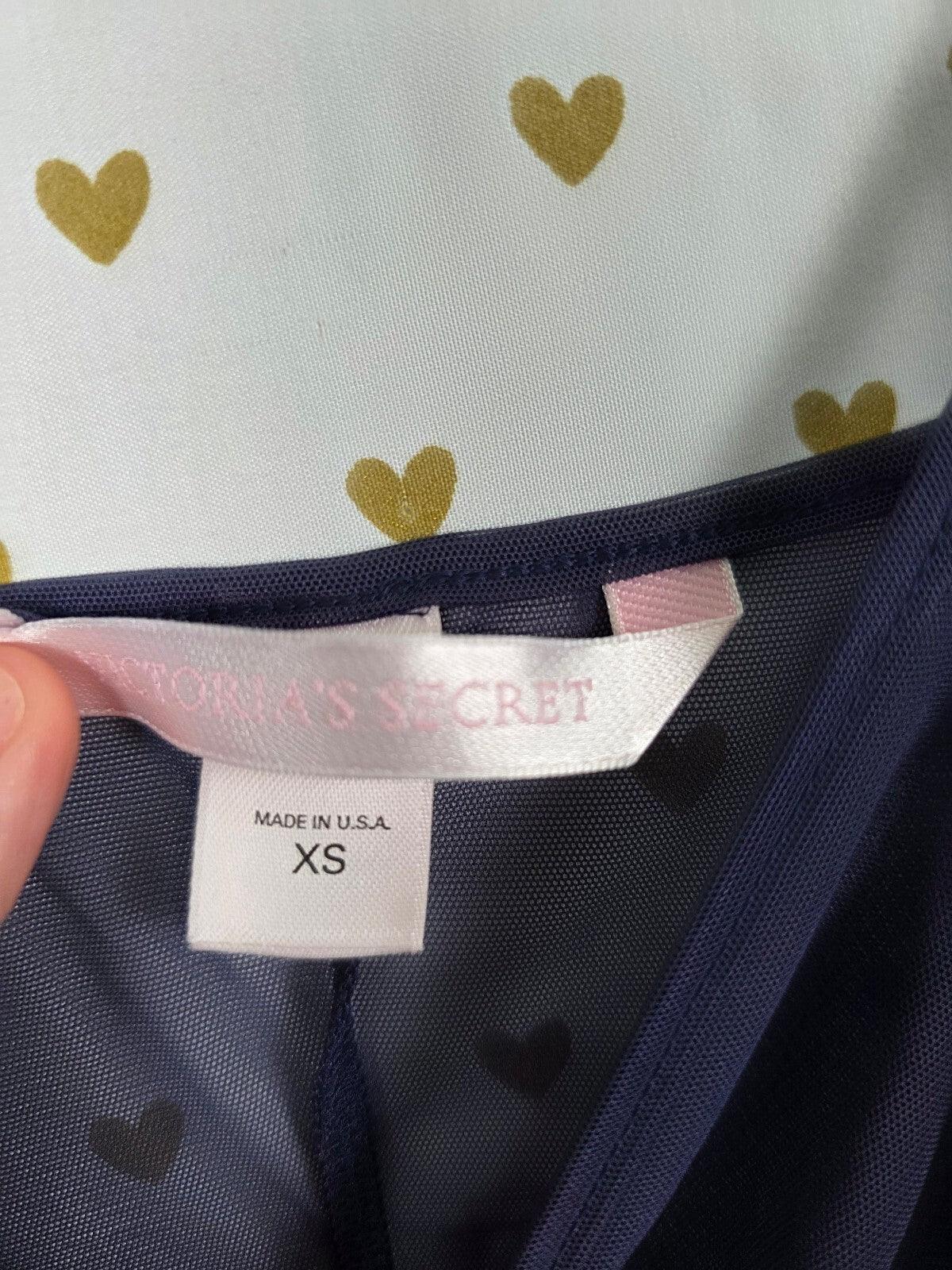 Victorias Secret Sheer Dark Blue Slip Dress Nightie Lingerie XS