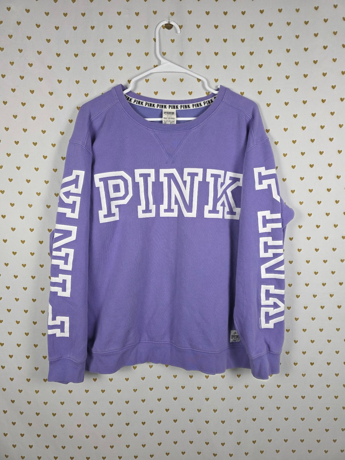 Victorias Secret Pink Logo Crew Sweater Shirt Large Oversized