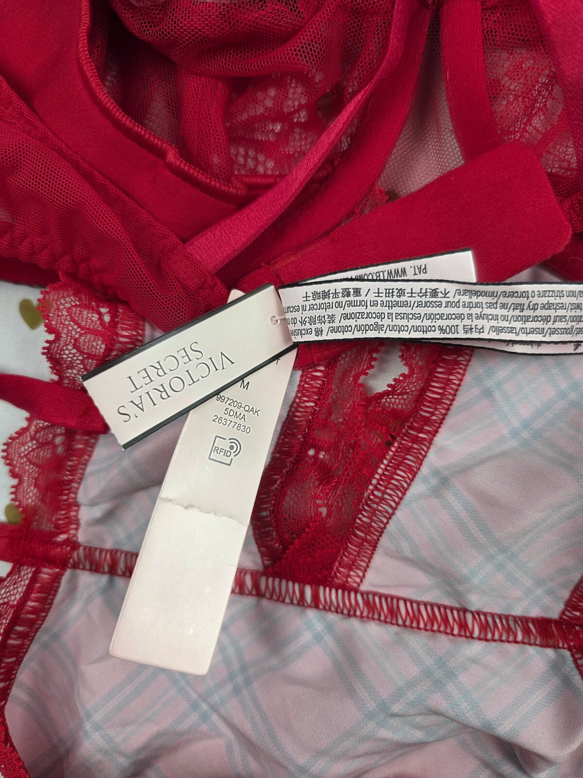 NWT Victoria's Secret Very Sexy Red Plaid Bow Lace Teddy Lingerie M NEW Bodysuit