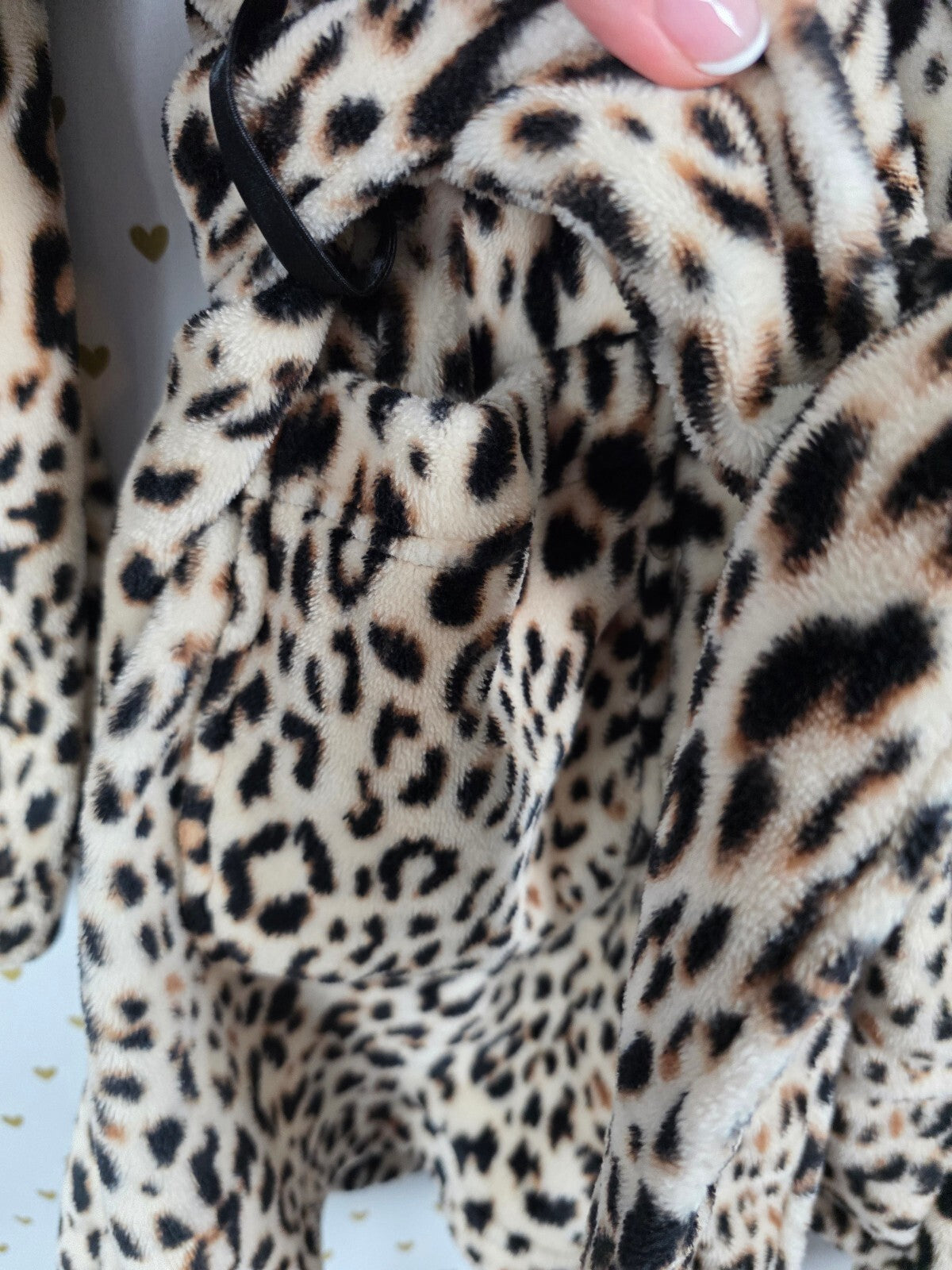 Victoria's Secret Leopard Plush Robe M/L VS Logo Back Belt Pockets Animal