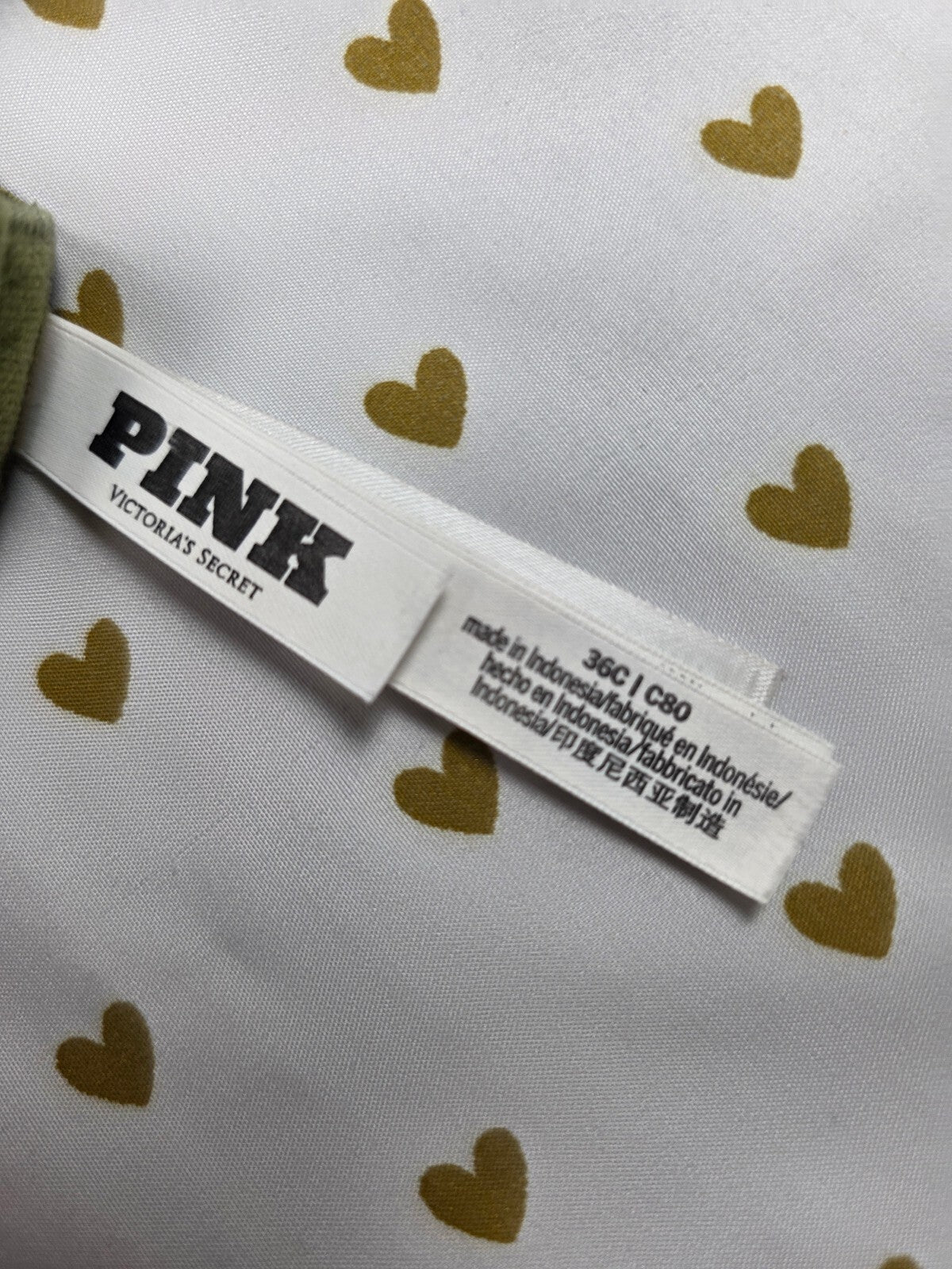 Victorias Secret Green PINK Camo Camouflage 36C Wireless No Wire Bra