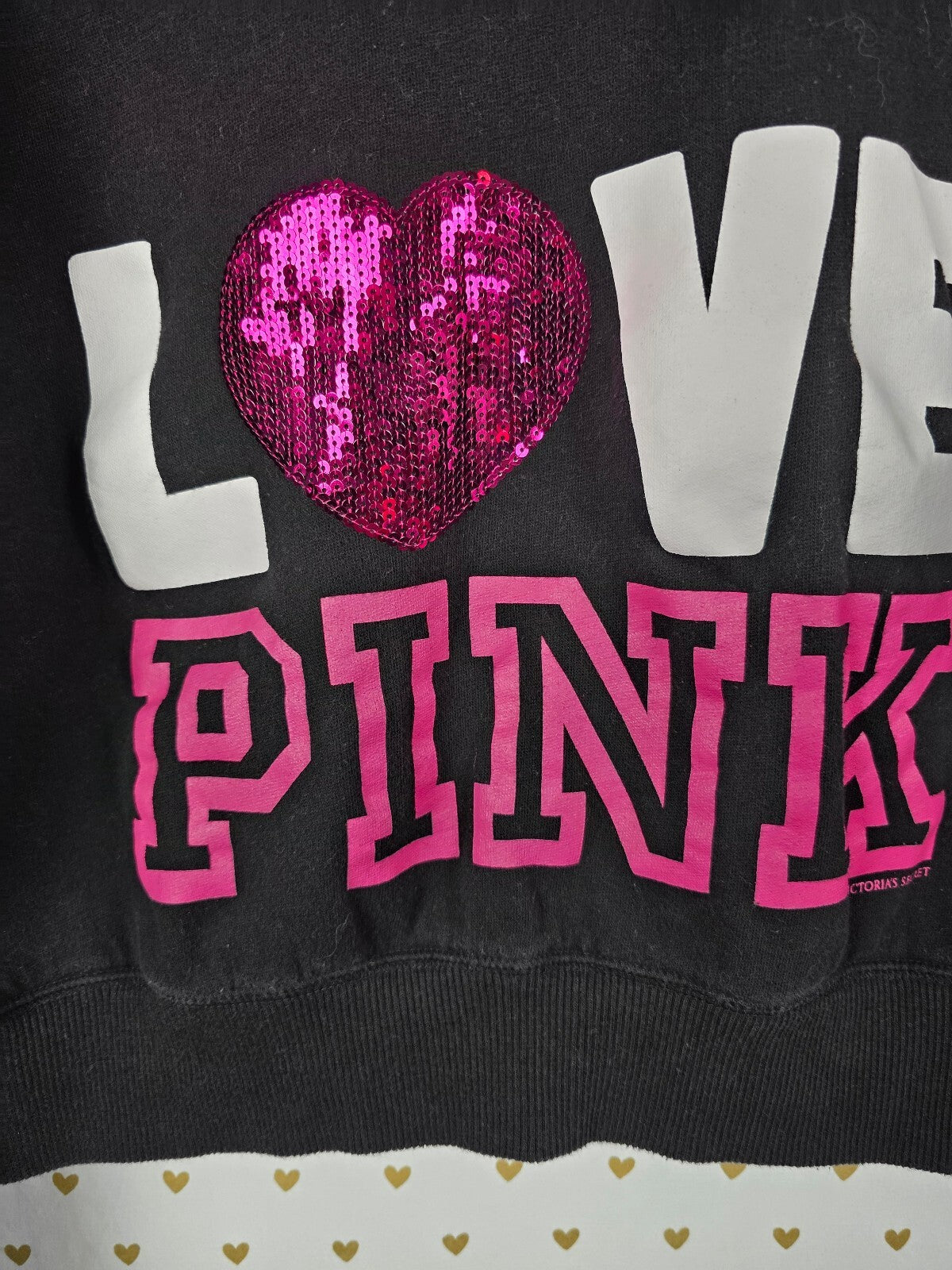 Victorias Secret Pink Bling Heart Logo Full Zip Vintage Y2k Hoodie Jacket Large