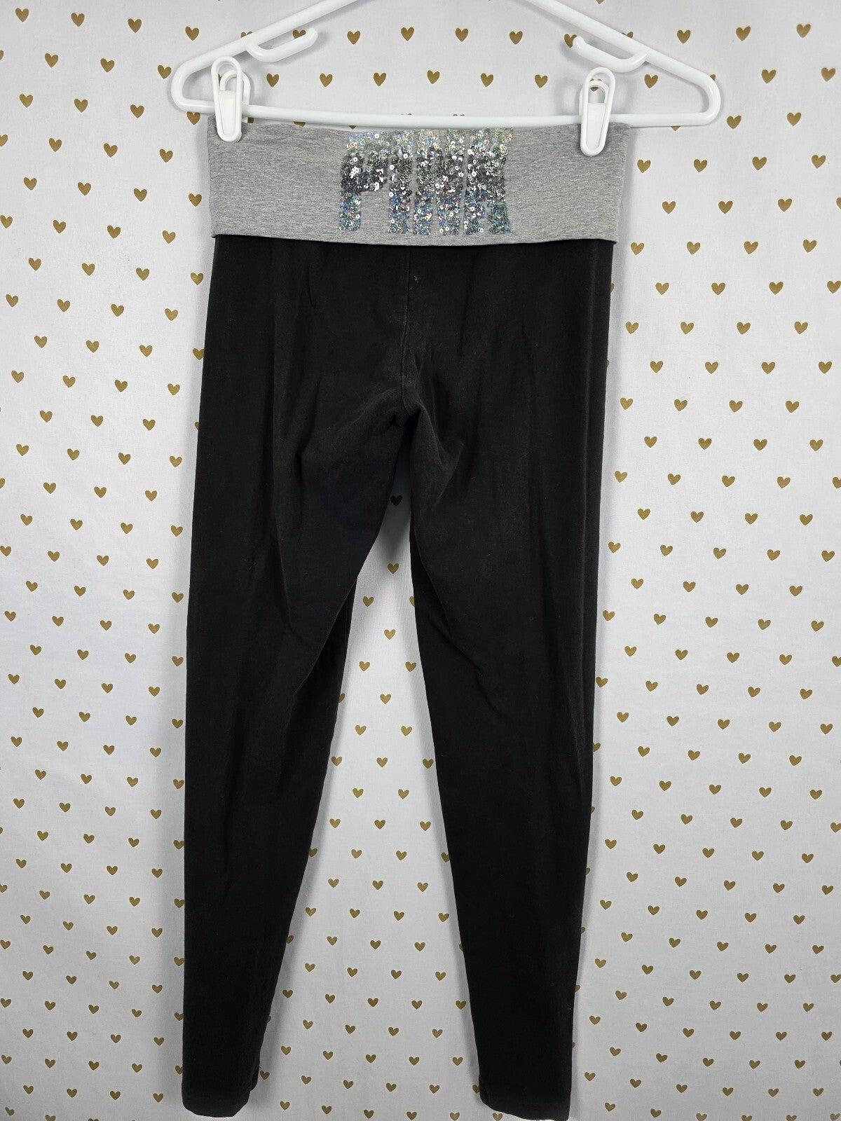 Victorias Secret PINK Gradient Bling Sequined Foldover Yoga Pants Ankle SkinnyXS