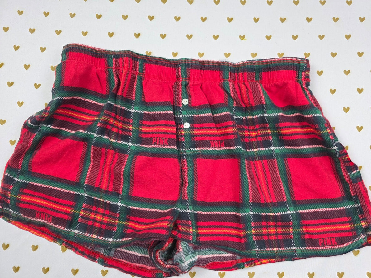 Victorias Secret PINK Plaid Small Sleep Shorts Boxers Pajama Bottoms