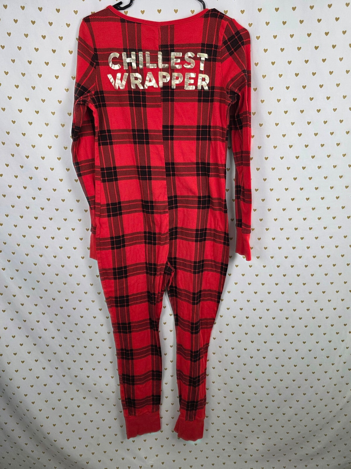 Victorias Secret Pink Red Plaid One Piece PJ Outfit Chillest Wrapper Christmas M