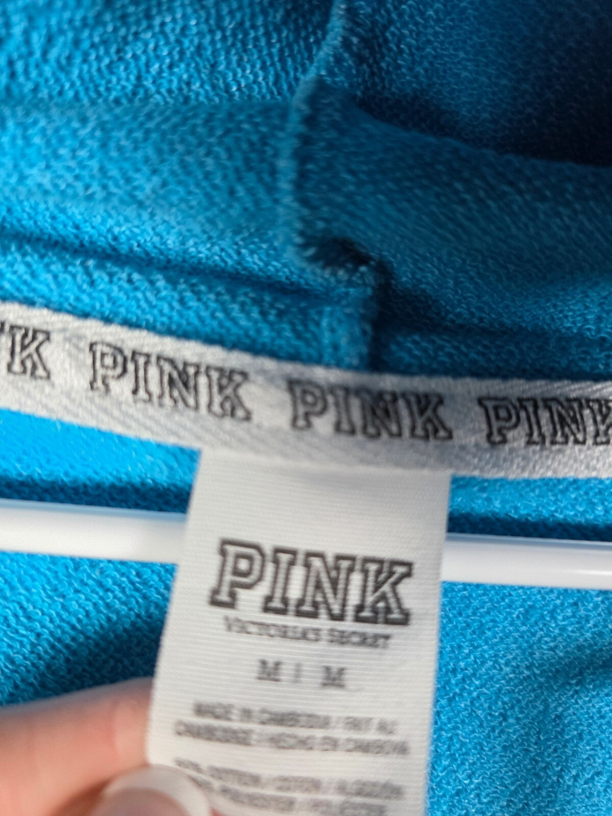 Victorias Secret Pink Vintage Pullover Blue V neck Logo Sweater Medium