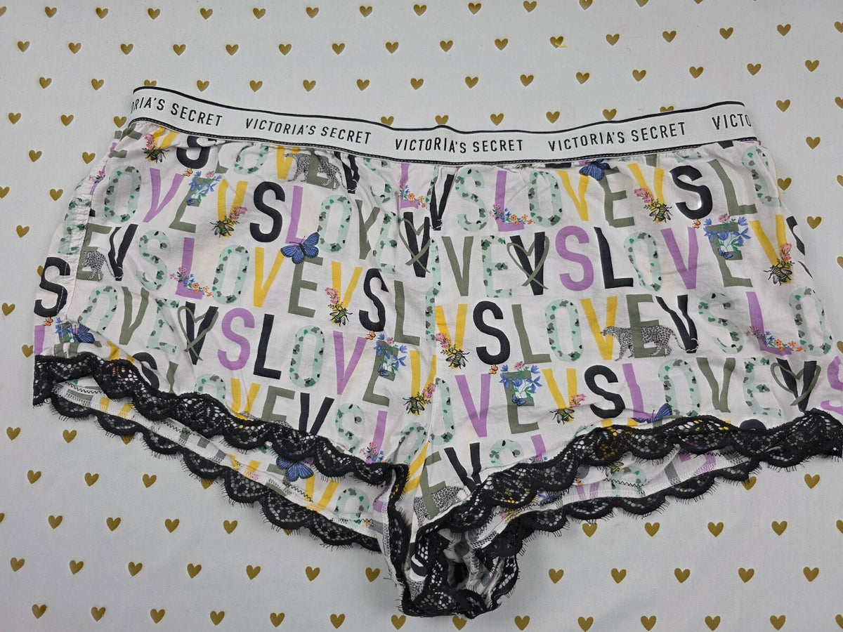 Victorias Secret Logo Ruffle XL Sleep Shorts Boxers Pajama Bottoms