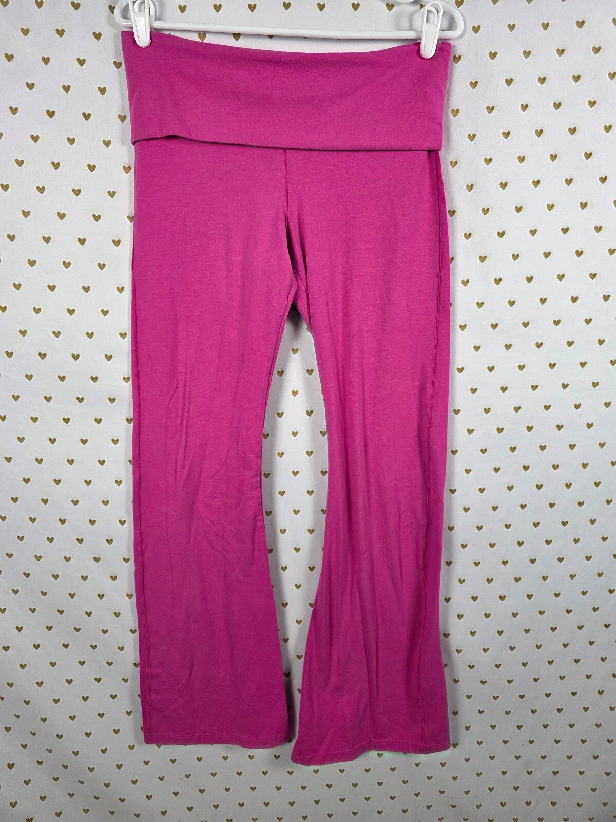Victorias Secret PINK Foldover BLING Studded Flare Yoga Pants Cotton Medium