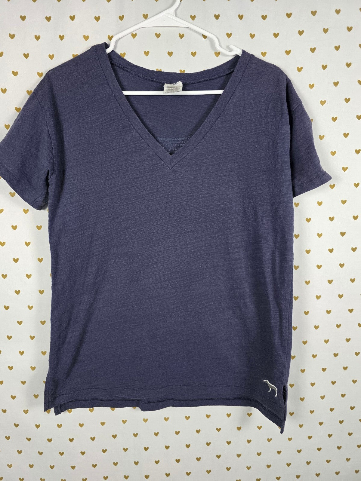 Victorias Secret PINK RAINBOW FLIP BLING V Neck Blue Tee shirt SMALL