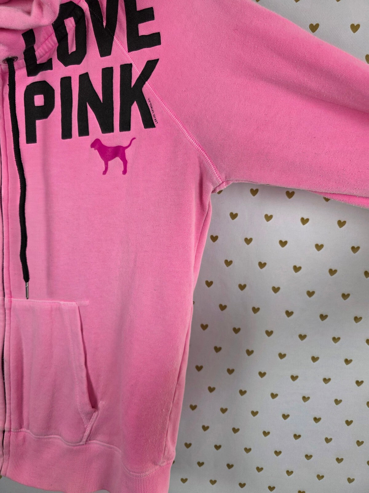 Victorias Secret Pink Love Vintage Full zip hoodie Jacket Large