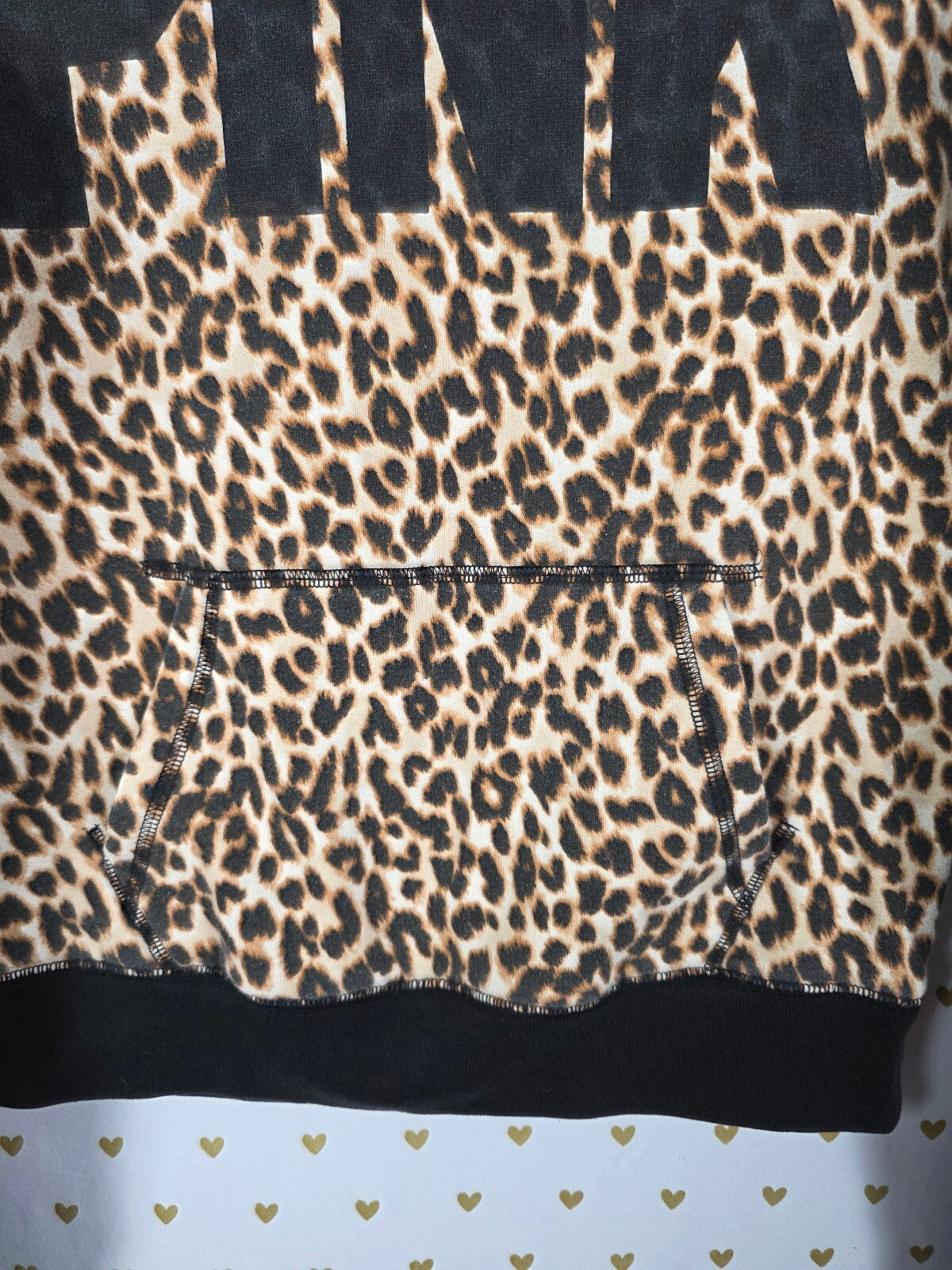 PINK Victoria's Secret Leopard Print Hoodie Pullover Cowl Neck Pocket Size XS