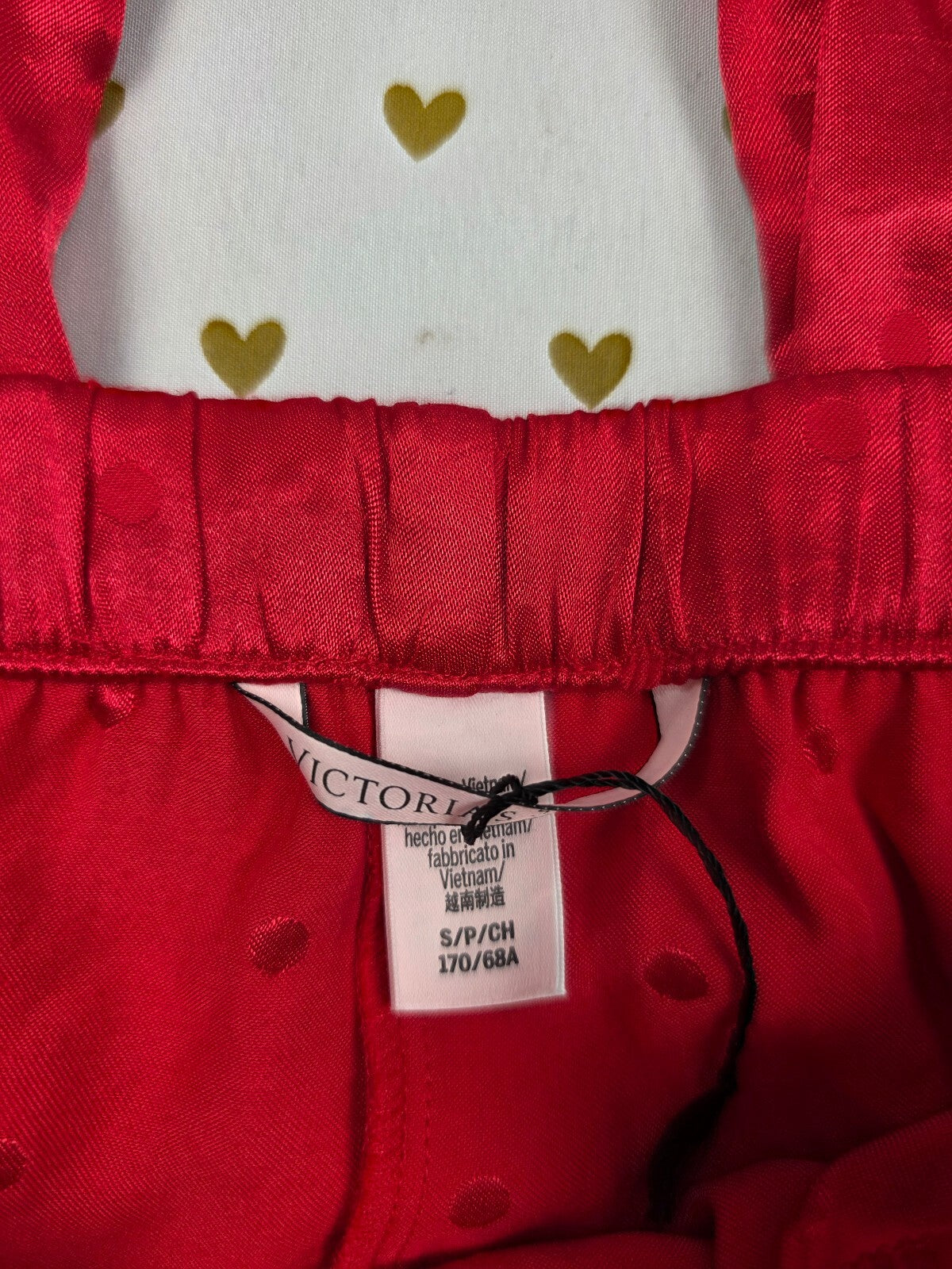Victorias Secret Red Satin Polka Dot Small Sleep Pants Pajama PJ Bottoms