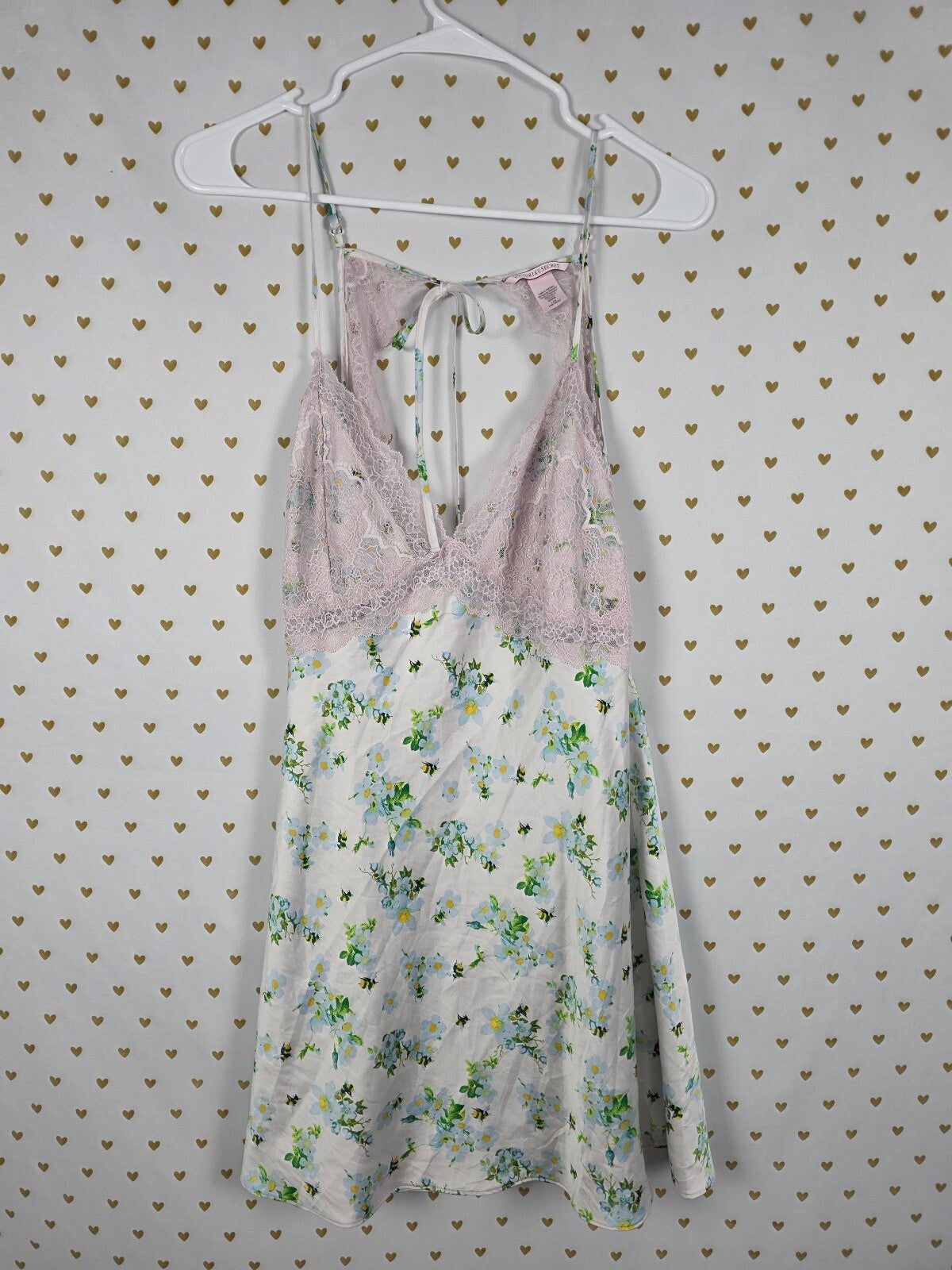 Victorias Secret Floral Open Back sexy slip dress Nightie Lingerie Sleep LARGE