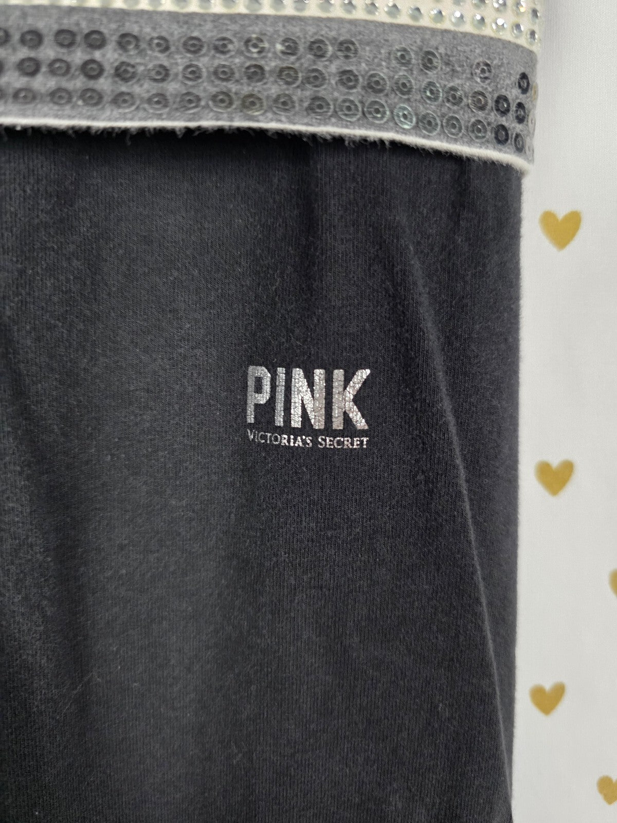 Victorias Secret PINK BLING Sequin STRIPE Foldover Yoga Pants XS Skinny Ankle