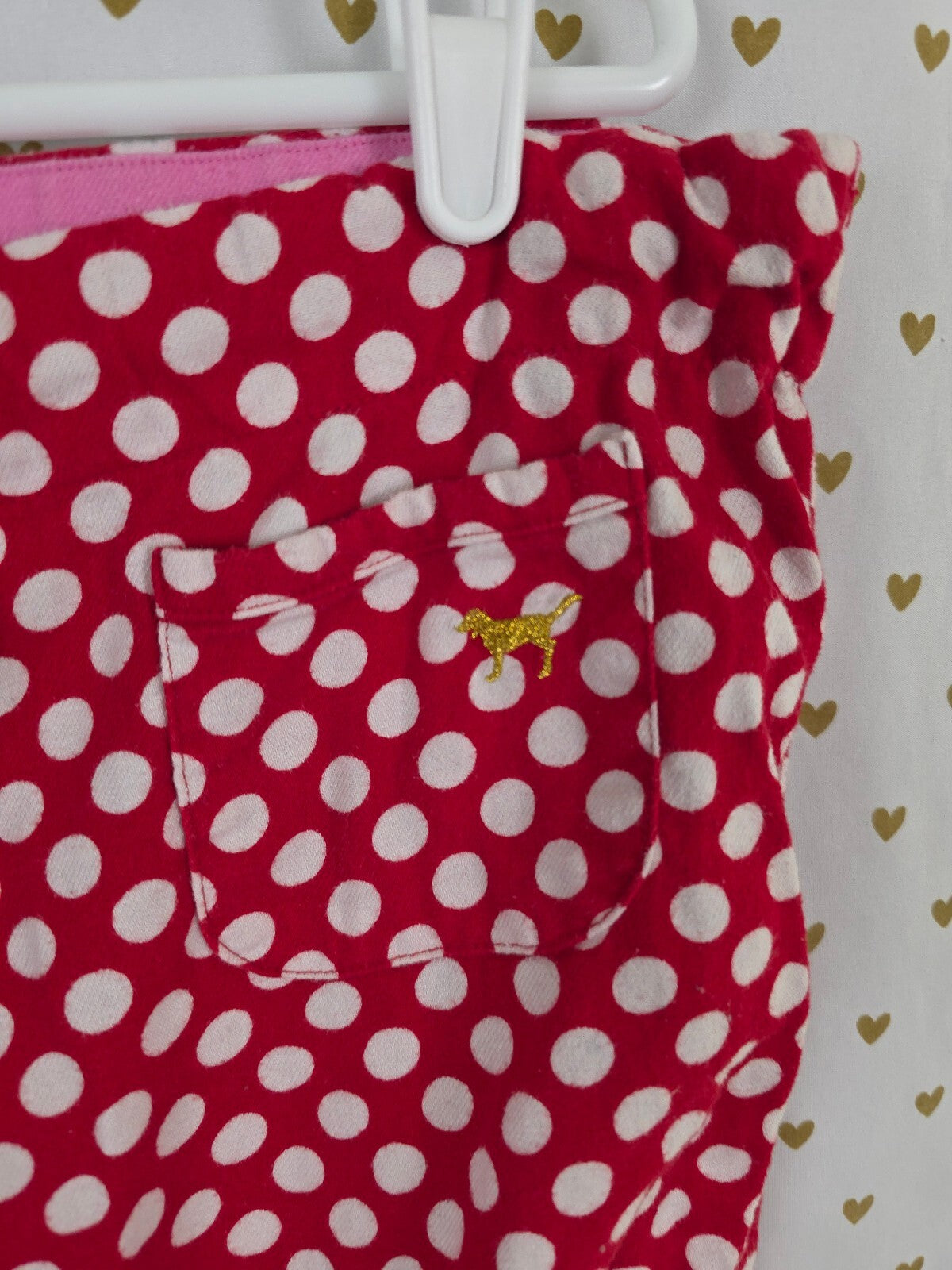 Victorias Secret Pink Red Polka Dot Logo Butt Medium Sleep Pants Pajama PJ