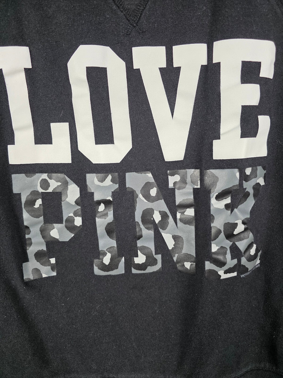 PINK Victoria's Secret LOVE PINK Leopard Graphic Sweatshirt Crewneck Black L