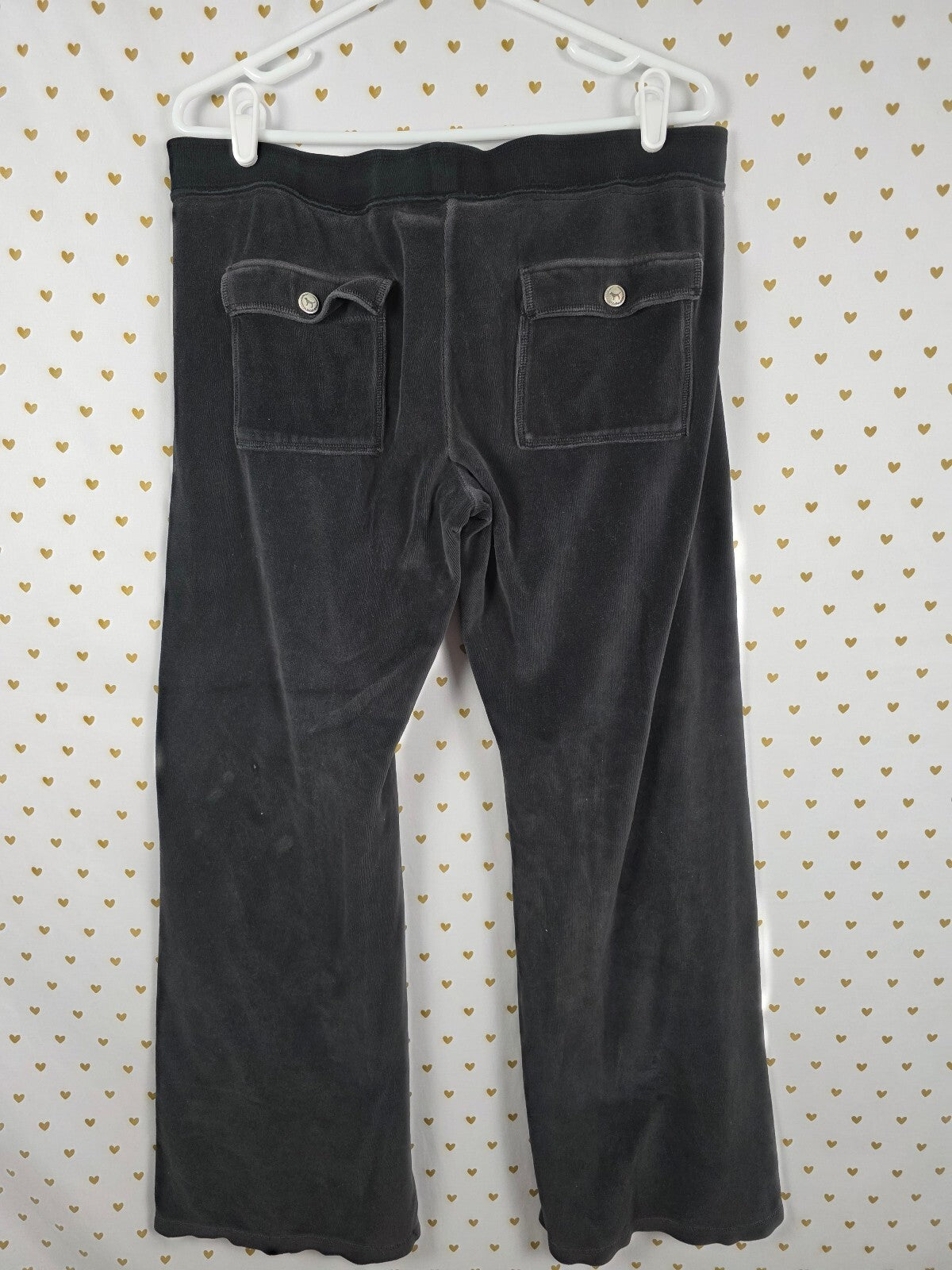 PINK Victoria's Secret Velour Sweatpants Rhinestone Give Love BLING Large Flared
