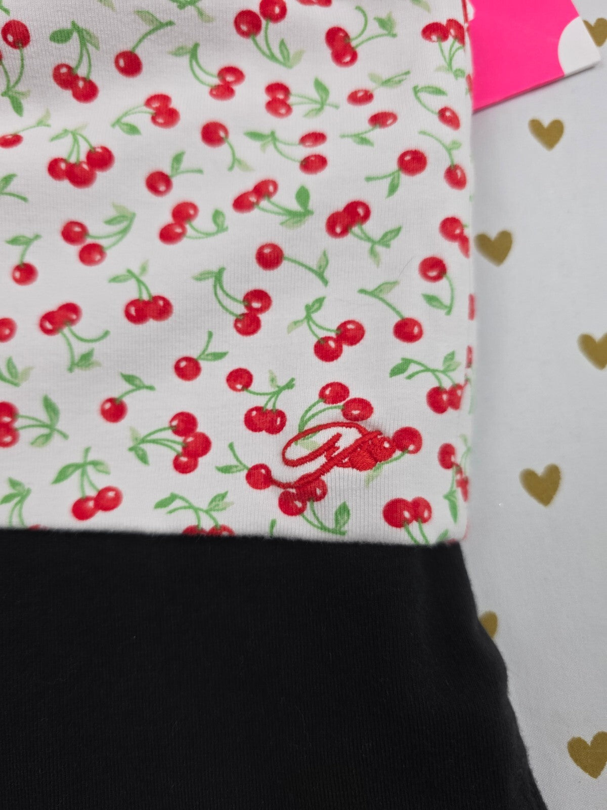PINK by Frankies Bikinis Cotton Limited Shorts XS Whimsy Cherries Foldover