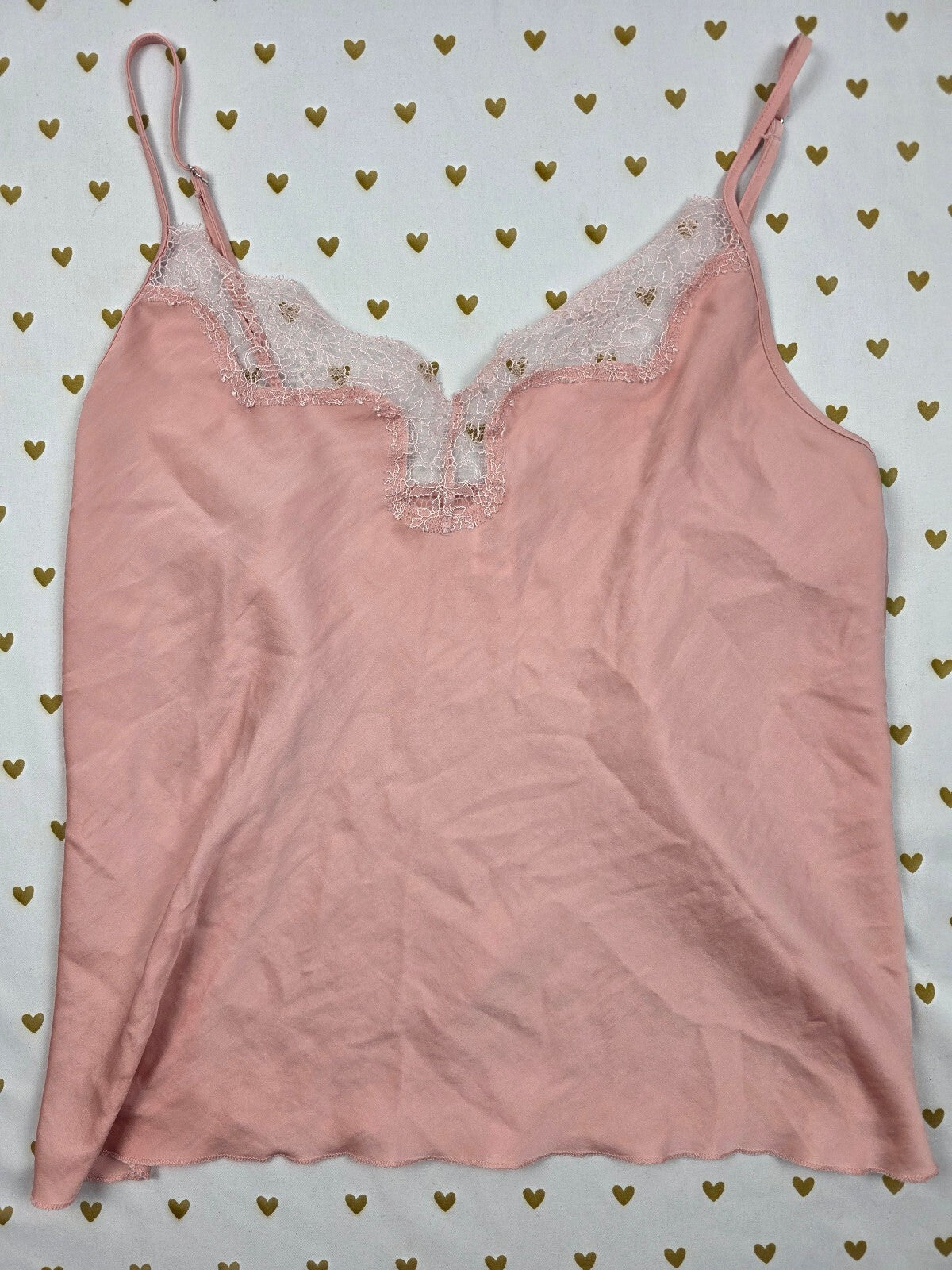 Victorias Secret Satin Chemise Slip Tank Top Medium Lace lined