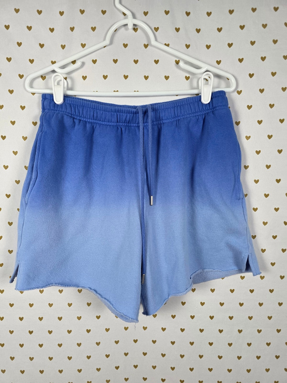 Victorias Secret PINK Blue Gradient Logo Butt SWEAT SHORTS Jogging MEDIUM