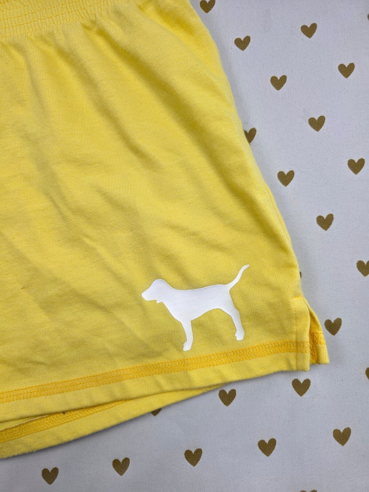 Victorias Secret PINK Vintage Yellow Zebra Y2k Sweat Shorts Logo Butt Large