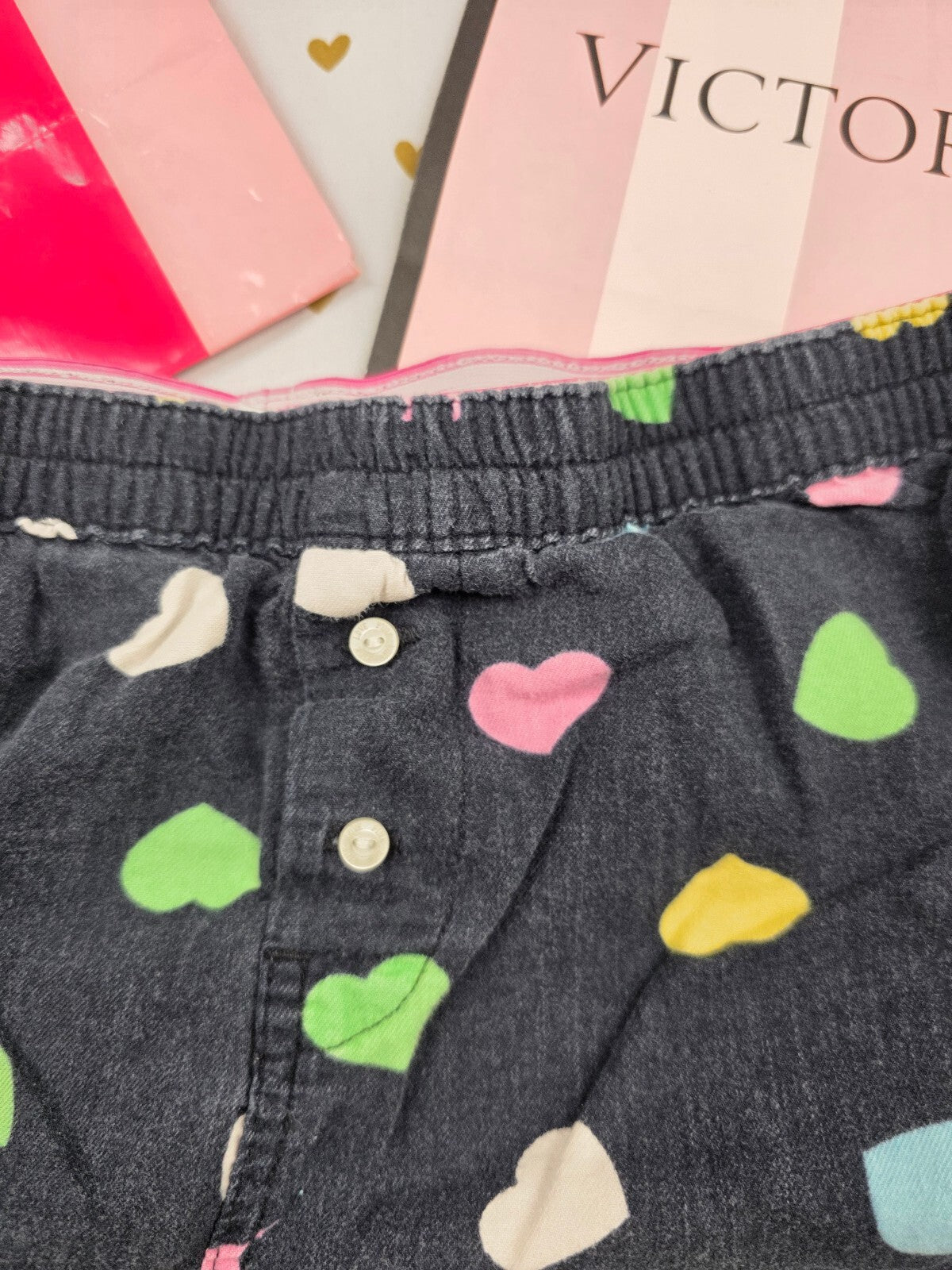 Victorias Secret PINK Hearts vintage Med Sleep Shorts Boxers Pajama Bottoms