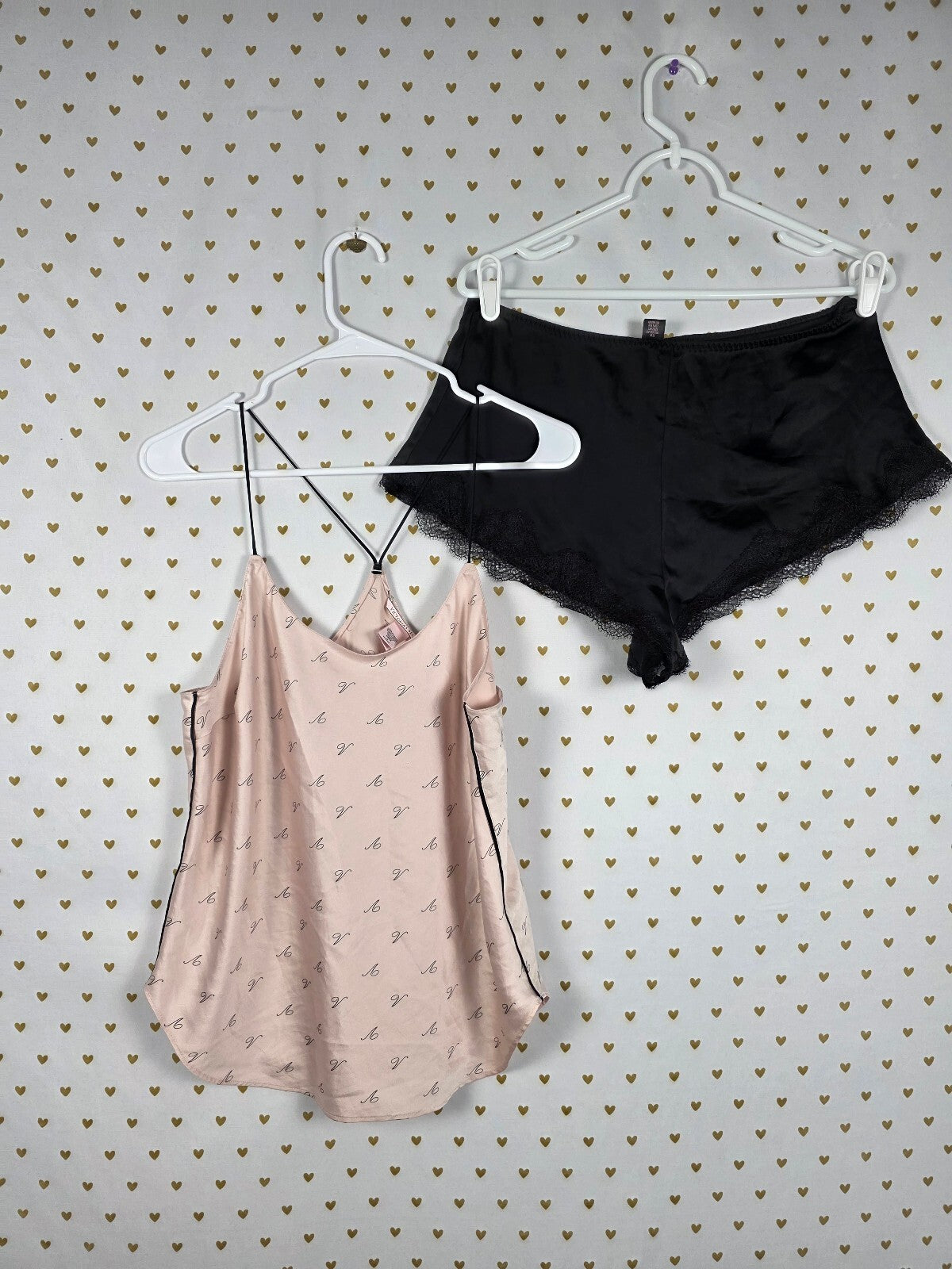 Victorias Secret Sleep SET 2pc Outfit Pajama Satin Tank Top Shorts Medium