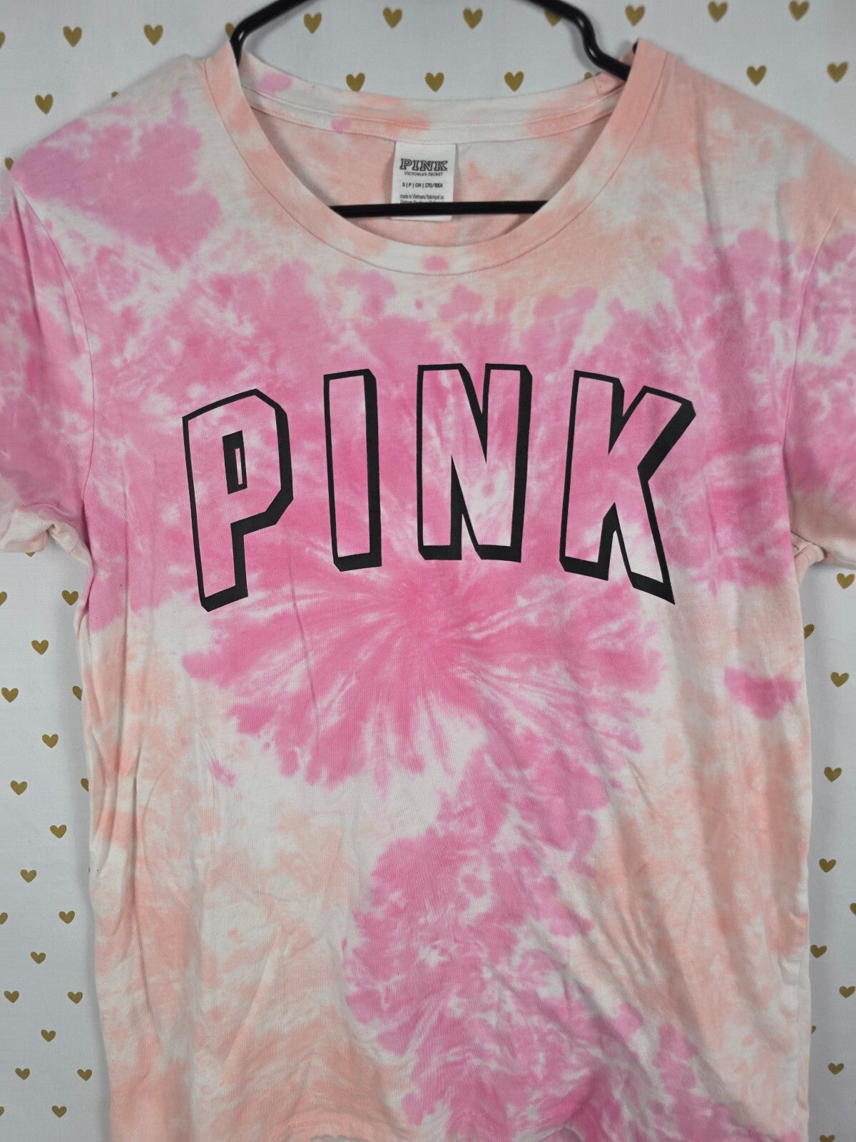 Victorias Secret PINK Tye Dye Logo Tee shirt SMALL