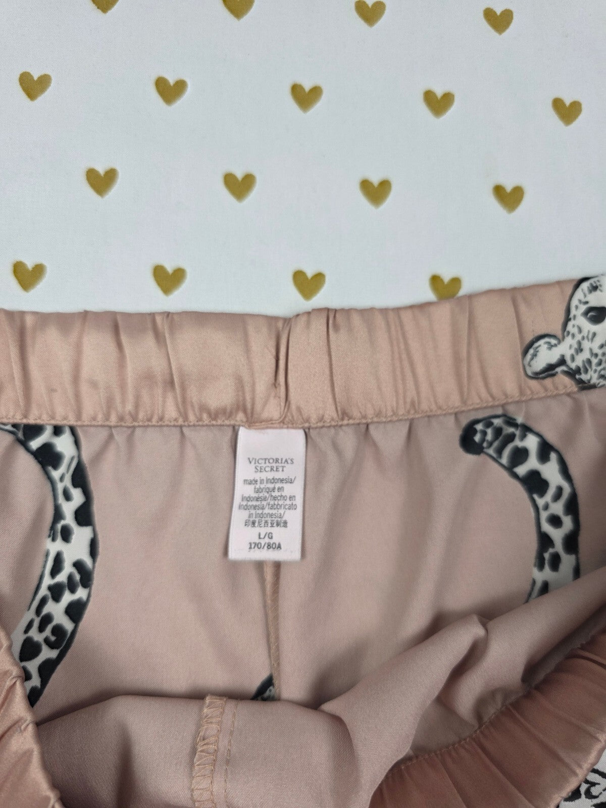 Victoria's Secret Satin Sleep Shorts Leopard Pink Animal Print Lounge Large